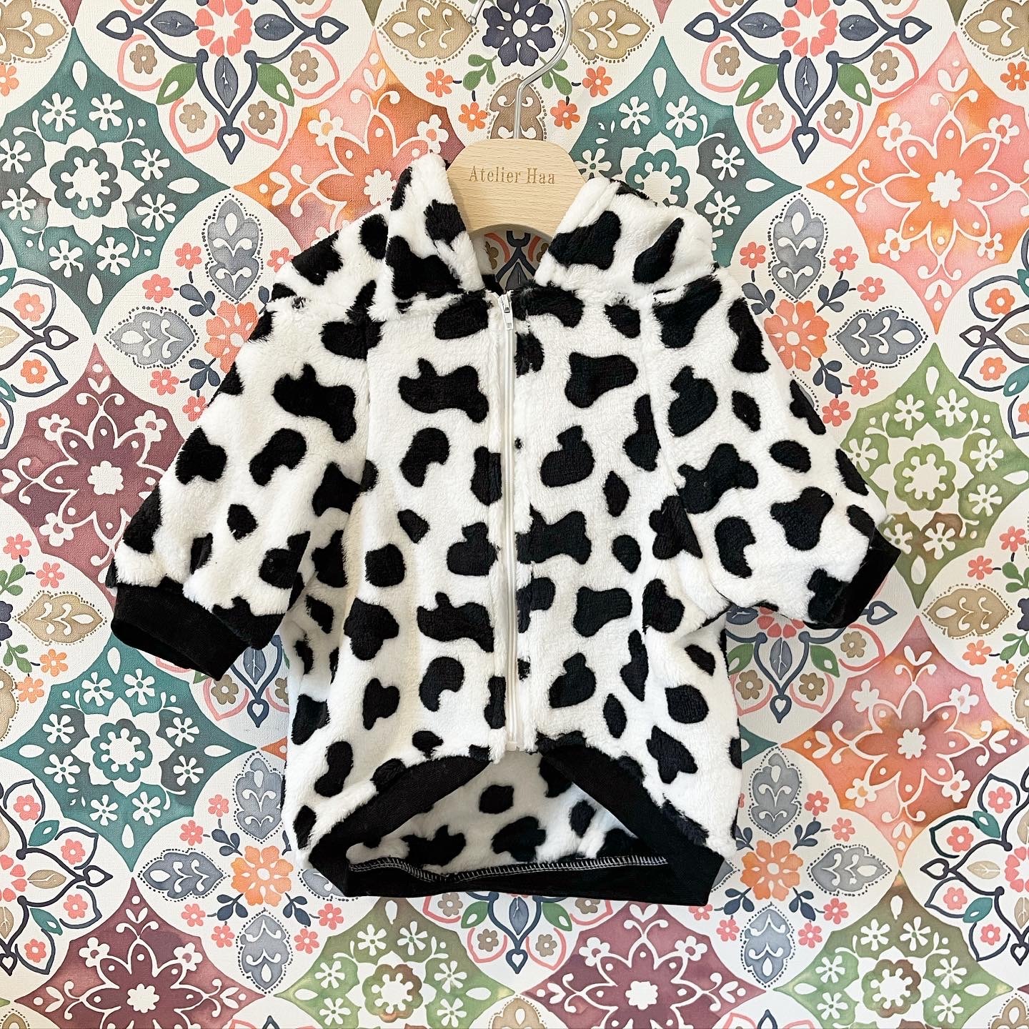 ダルメシアン柄おしゃれ前開きフーディ Atelier Haa