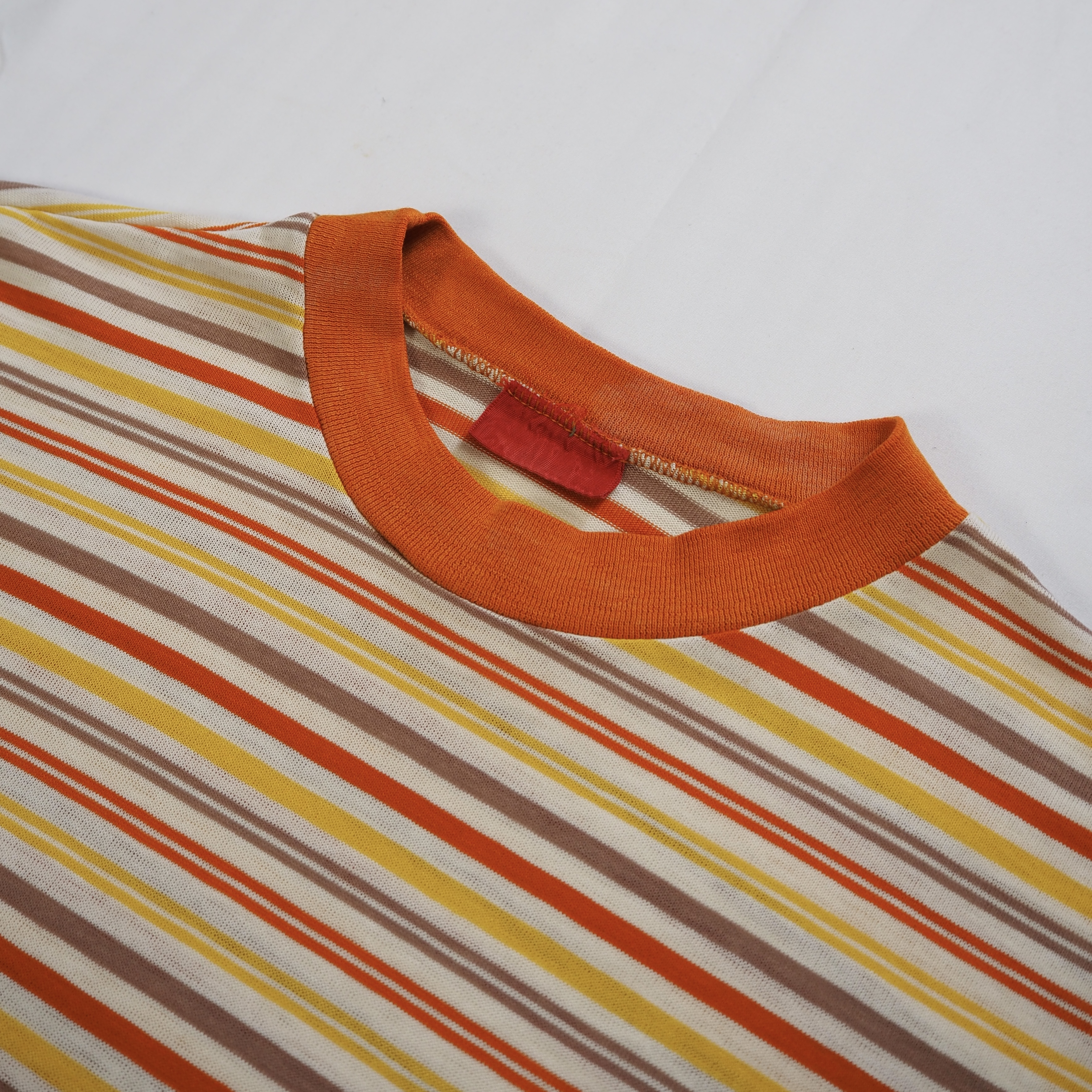 70’s-80’s ボーダーTシャツ オレンジ Mサイズ程度 の画像 4