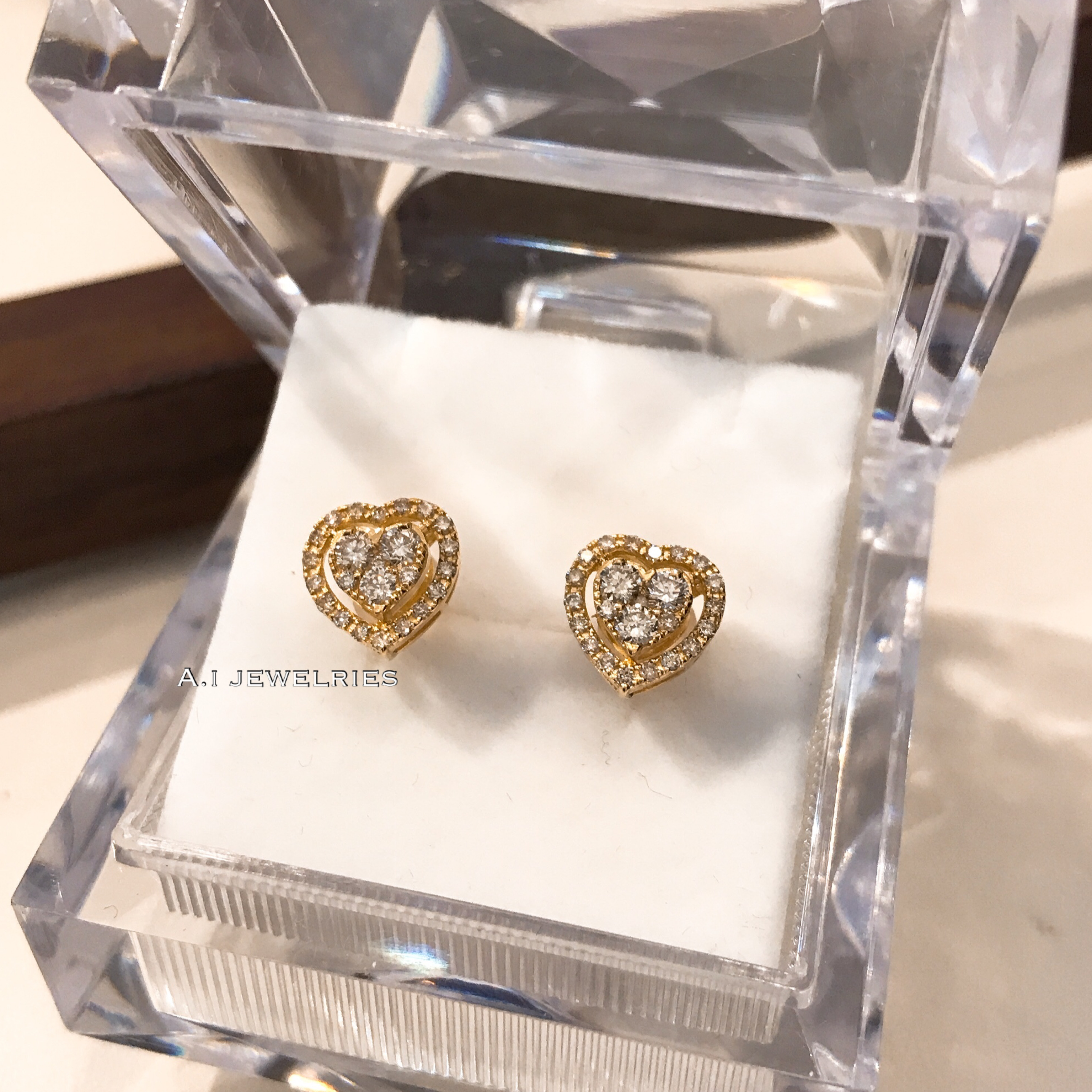 ピアス 18金 ダイヤ K18 天然石 ダイヤモンド ピアス ハート K18 Diamond Heart Pierce A I Jewelries エイアイジュエリーズ
