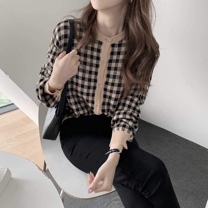ラテカラーギンガムチェックカーディガン U5394 Udresser