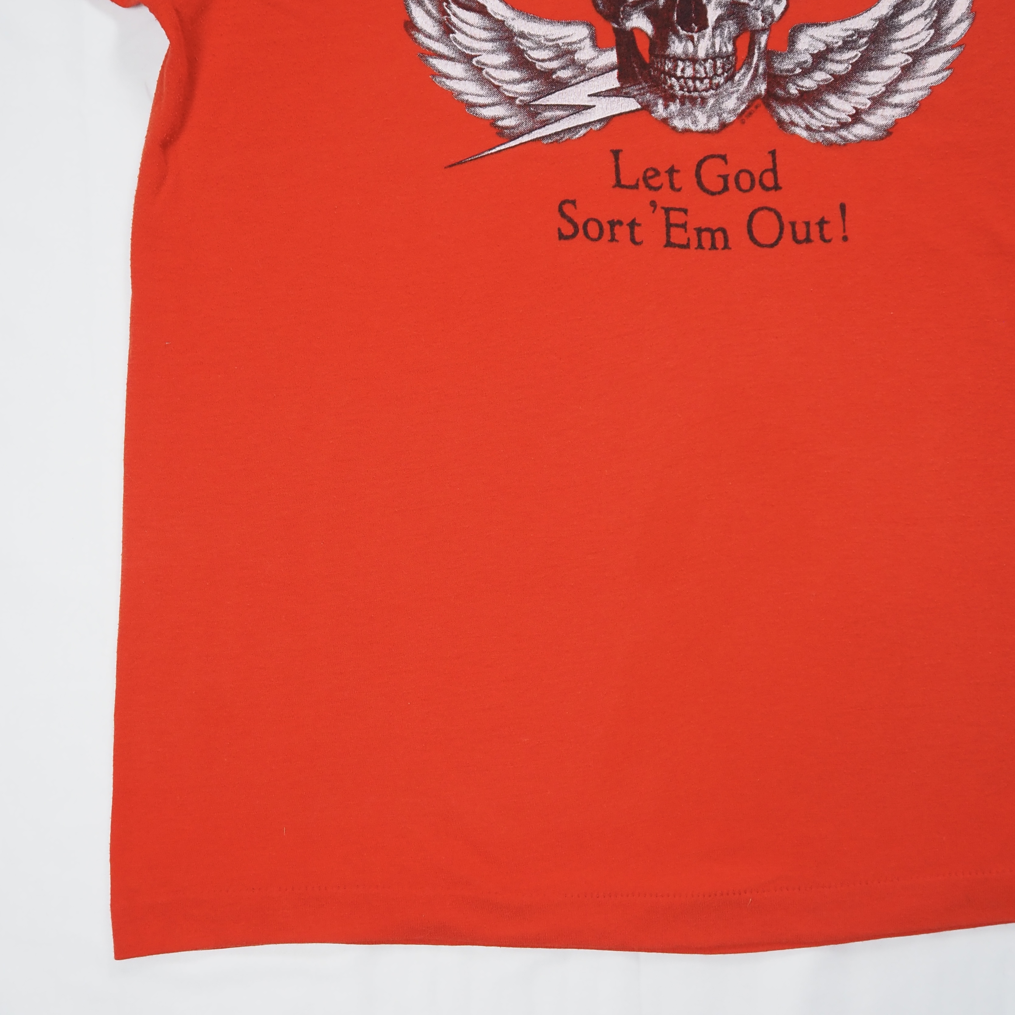80’s スカル プリントTシャツ XL レッド の画像 10