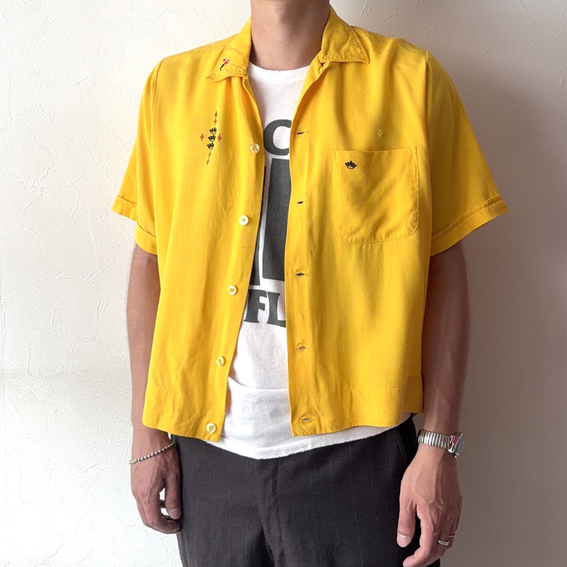 Vintage 50〜60's【King Louie】"Golden Horn Lounge Cupertino" Rayon Bowling Shirt の画像 3
