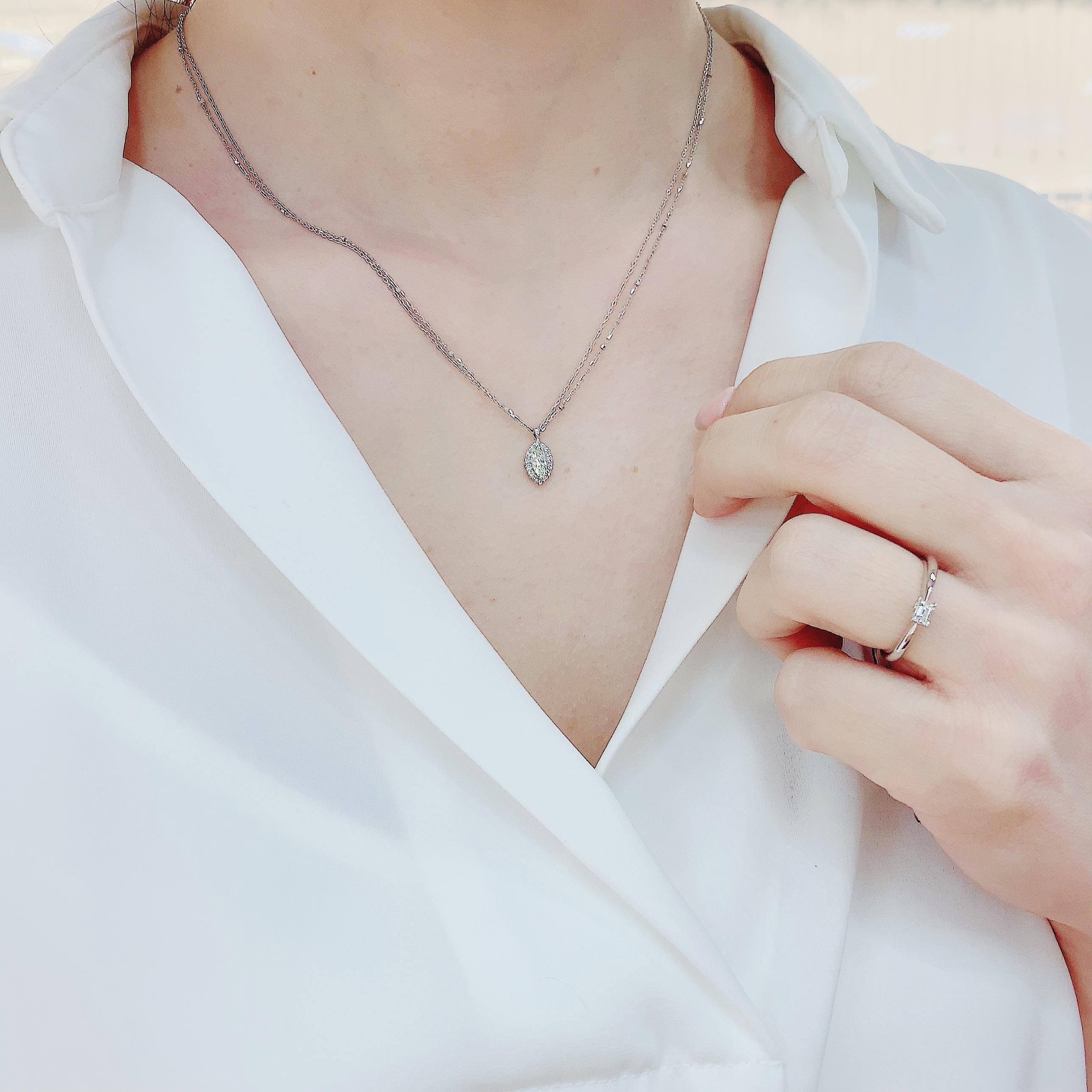 マーキースカット ダイヤモンドネックレス 山城時計店オンラインジュエリーストア