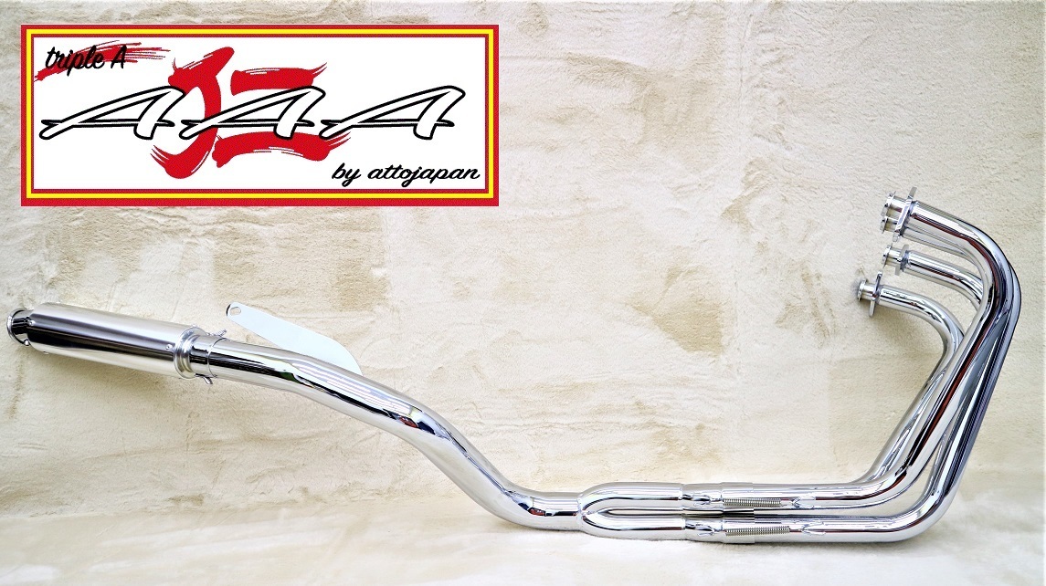 トリプルa レース管 メッキ ガニマタ バリオス250 Zr250a １型 4 2 1サイレンサー バッフル ブラック 旧車會 コール 鳴き アキヤンのバイクパーツ