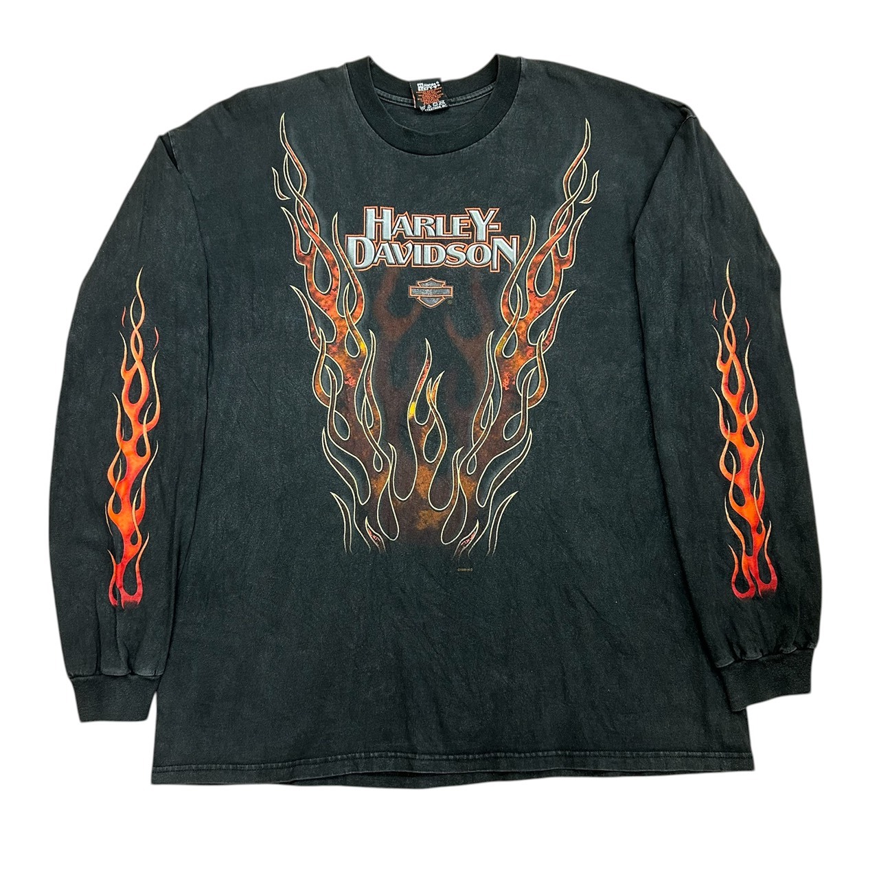 HARLEY-DAVIDSON フレイムプリント ロングスリーブTシャツ ブラック XXL ビッグサイズ