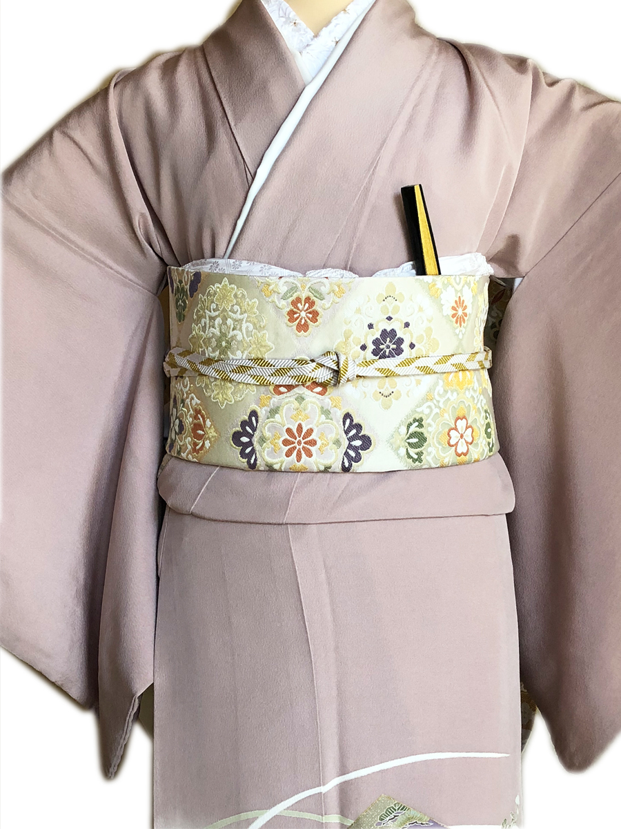 レンタル色留袖■押えた桃色地 牡丹や菖蒲金彩に松と桔梗柄■irotome4【往復送料無料】 - 画像3