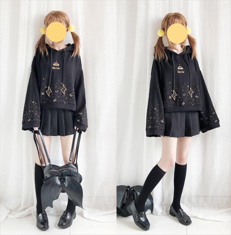 再入荷 病みかわいい パーカー 夜空 スターダスト柄 ゴスロリ キラキラ オリジナルブランド 原宿系 10代 20代 Dressyな