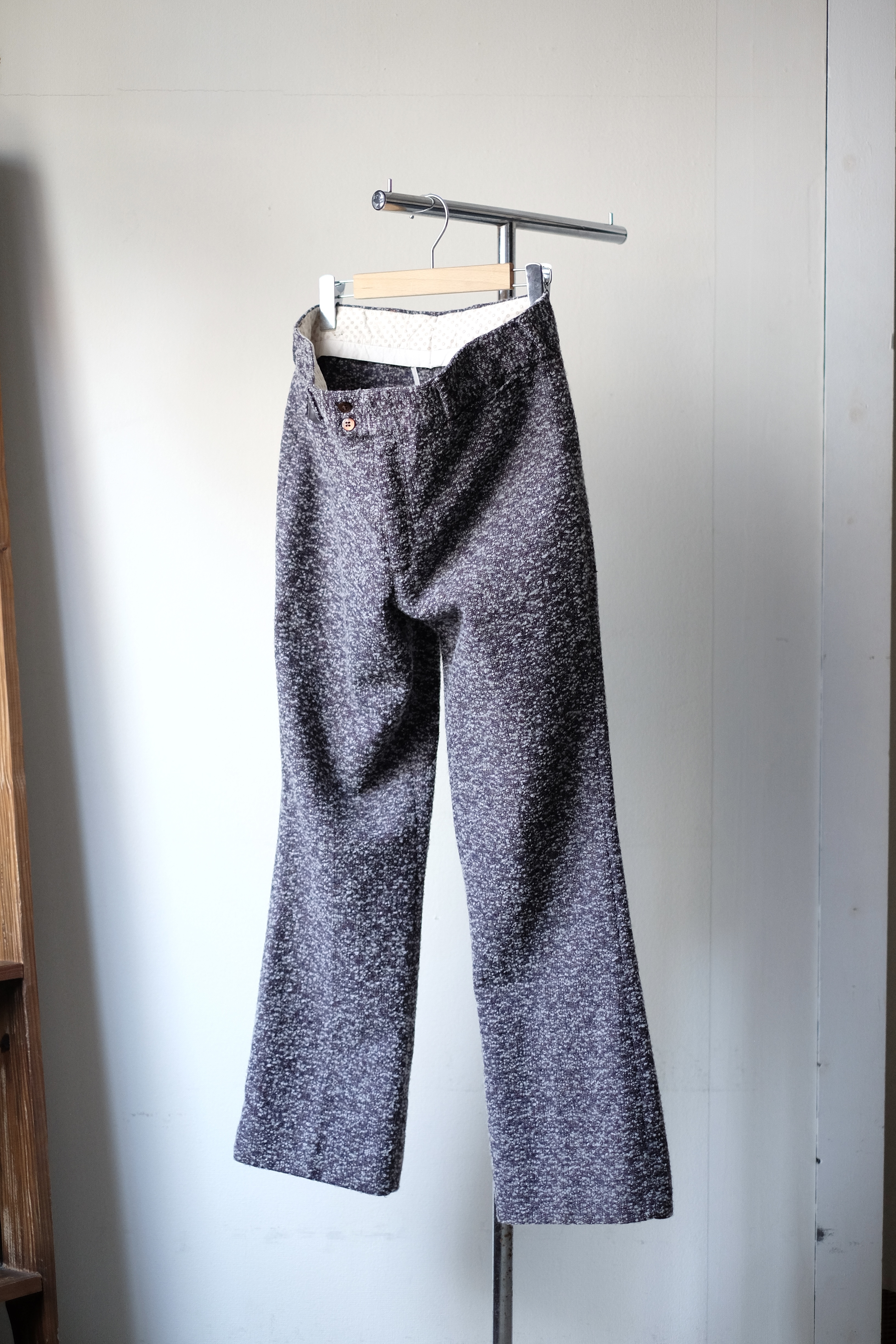 70s “ tweed fabric “ euro flare pants の画像 6