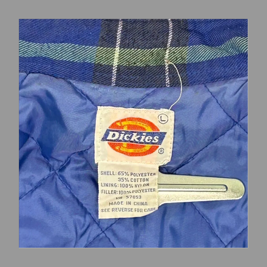 80s Dickiesディッキーズ チェックシャツ ネイビーフェード L の画像 4