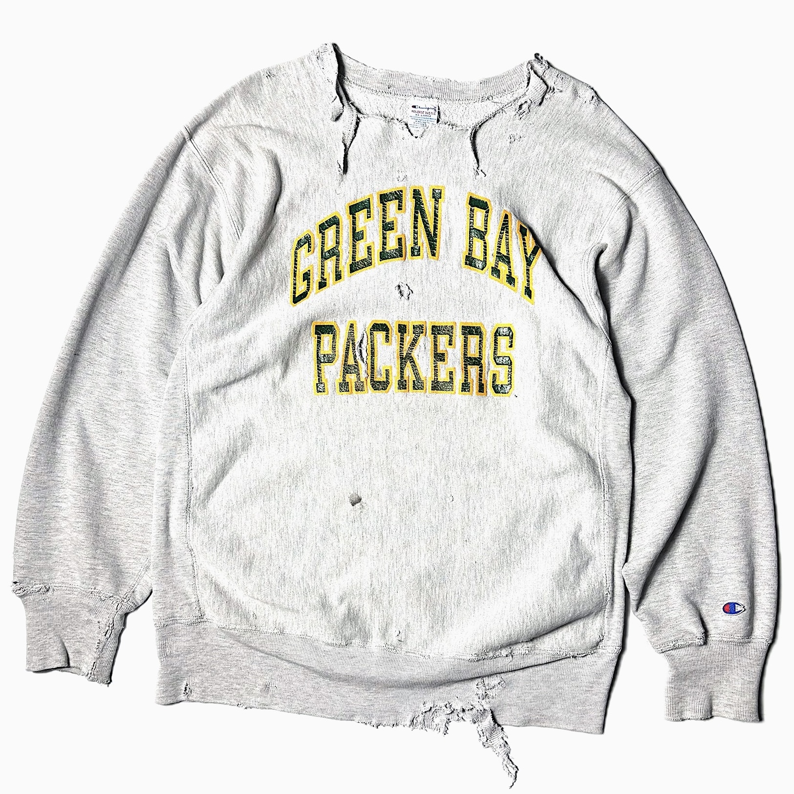 Vintage 90's【Champion】"GREEN BAY PACKERS" Grunge Reverse Weave Sweat