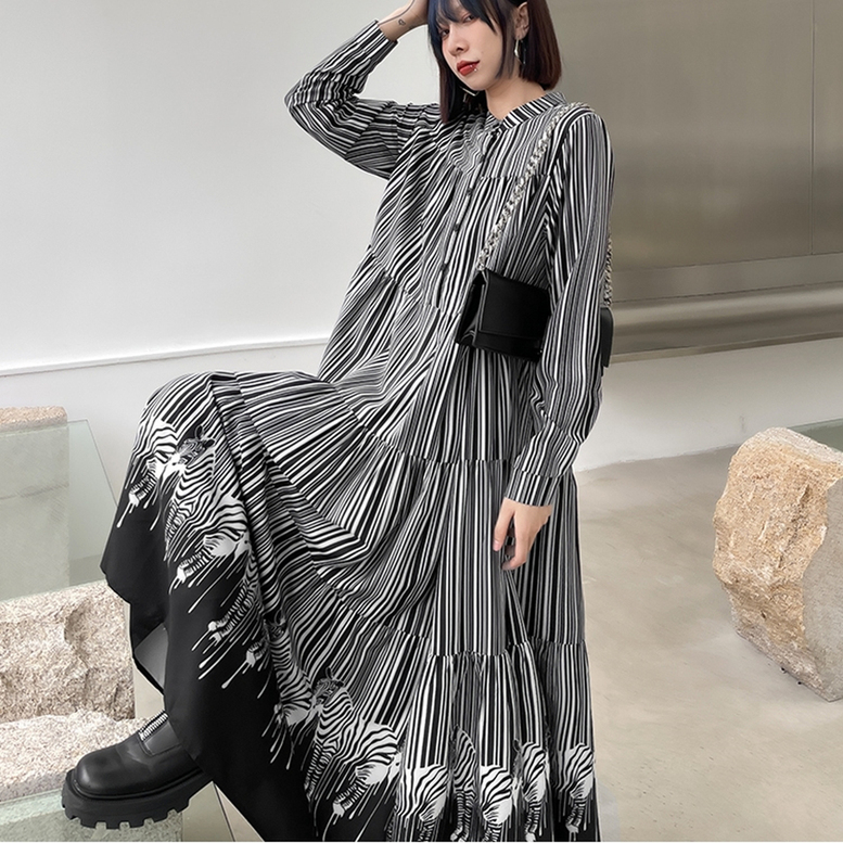 クリアランス買蔵 ティアードワンピース 黒 ストライプ ロングワンピース ティアード ワンピース 長袖 秋冬 直販特価 Ssl Daikyogo Or Jp