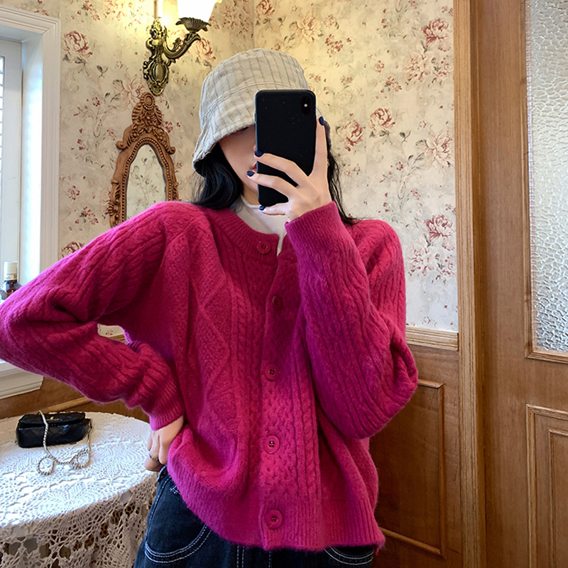秋新作 カーディガン レディース 秋 レディース カーディガン ニット カーディガン 厚手 カーディガン ざっくり カーディガン ニット カーディガン ショート丈 長袖 無地 ラウンドネック 秋 冬 韓国ファッション レディース トップス Viento