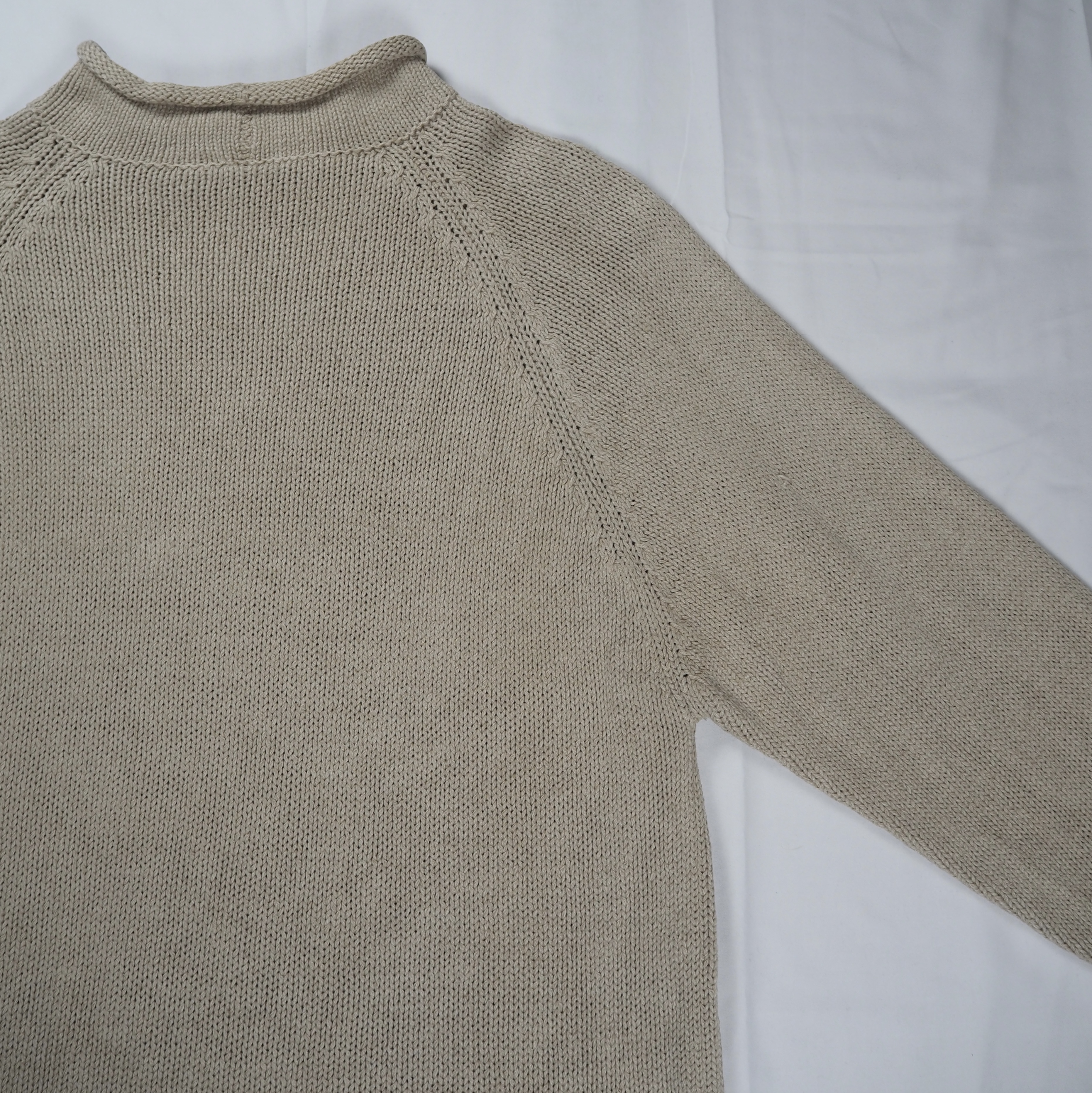 90’s J.Crew ロールネックニット コットンリネン Mサイズ の画像 12