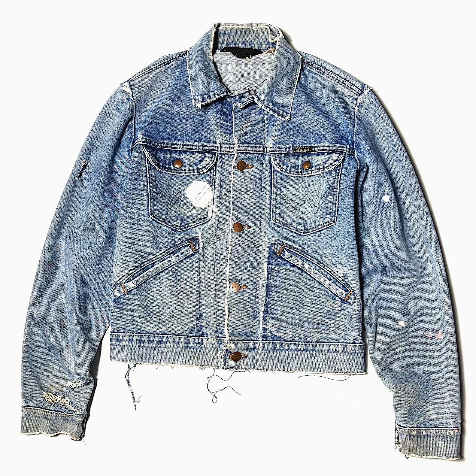Vintage 80's【Wrangler】74126NV Grunge Painted Denim Jacket の画像 2