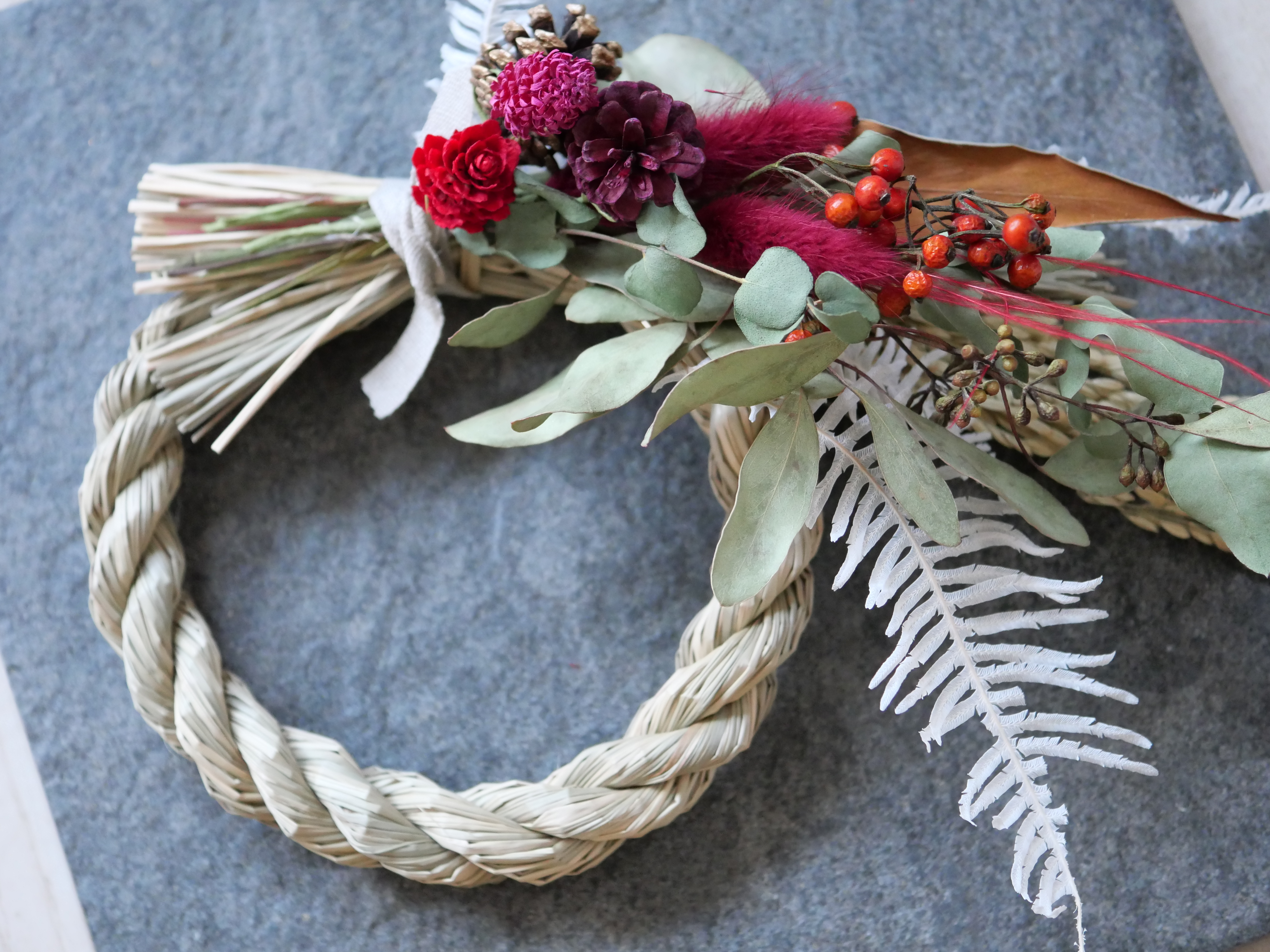 手作りお正月飾りdiyキット お正月しめ縄飾り M ２way ドライフラワースワッグタイプ Lafeuille Tokyo