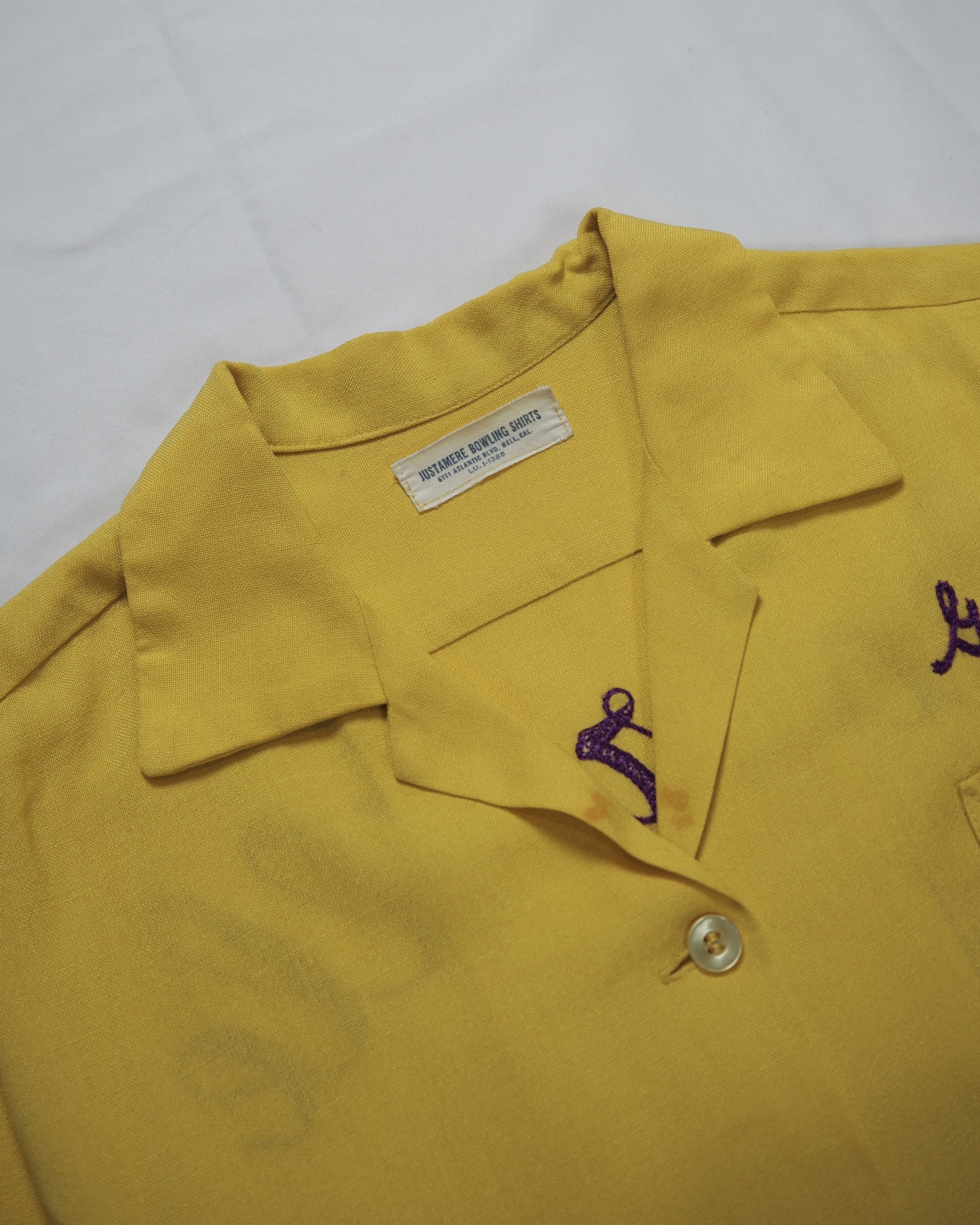 60’s レーヨンボーリングシャツ イエロー×パープル 鹿 の画像 11