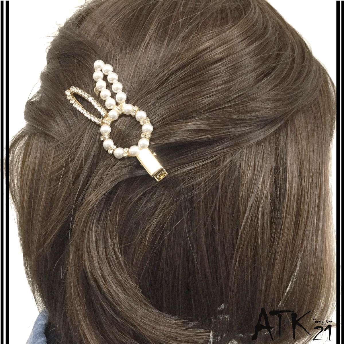 パール ラインストーン ラビット ウサギ ヘアクリップ 髪留め 前髪 サイド留め 簡単ヘアアレンジ キッズ 子供 大人可愛い レディース ヘア
