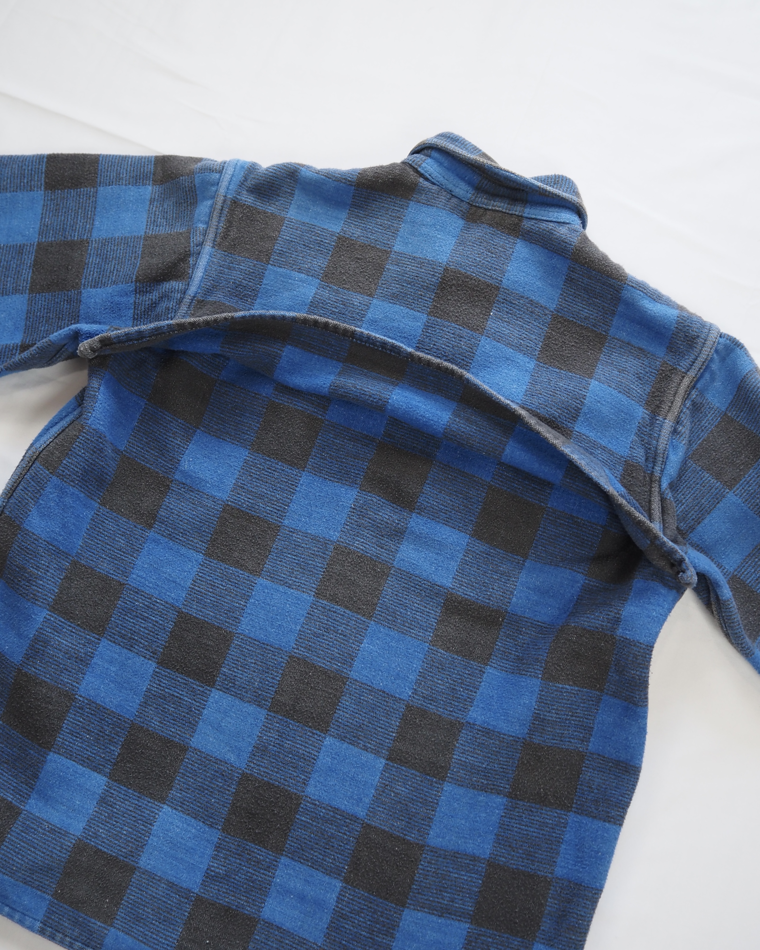 【5/6(水) 20:00入荷】60’s ヘヴィネル ブルー×ブラック ブロックチェック ボックスシルエット の画像 14