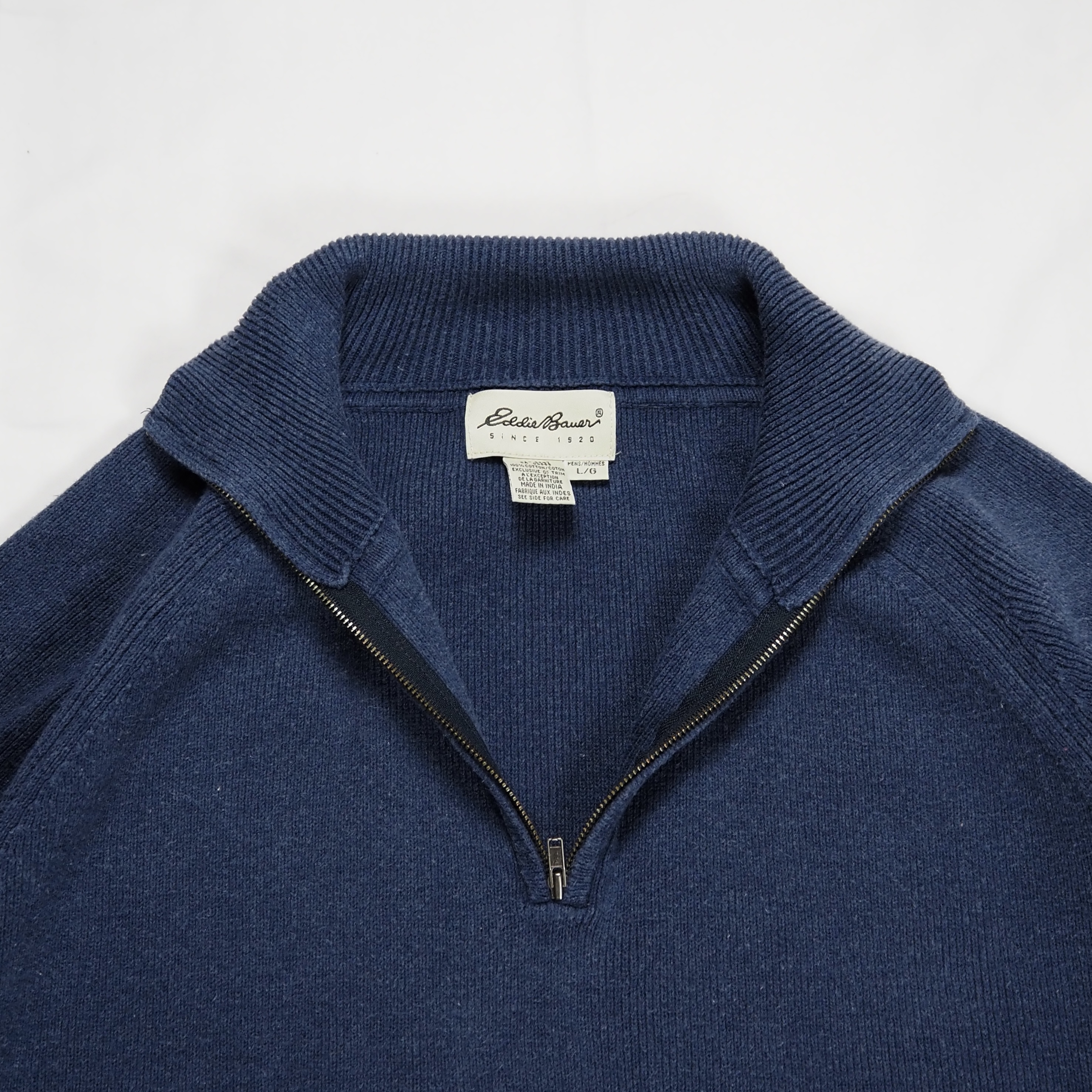 90’s Eddie Bauer コットンニット ハーフジップ Lサイズ の画像 3