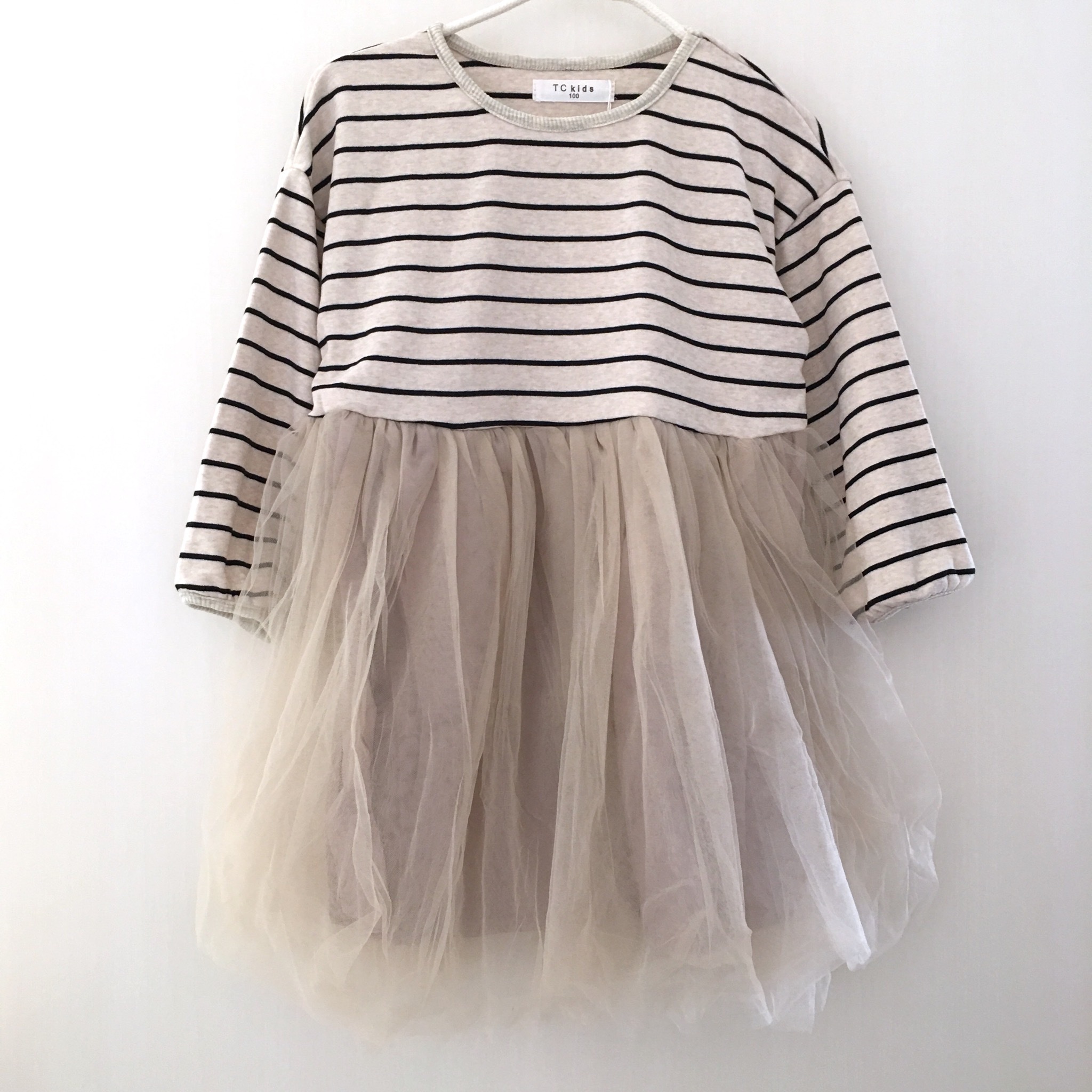 再入荷 ストライプチュールワンピース 806 こども服のolpemi 海外や韓国子供服ショップ