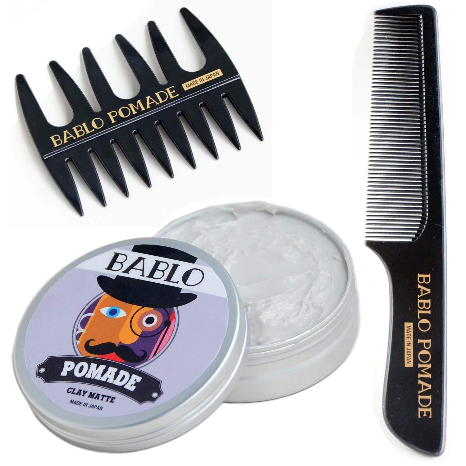 バブロポマード クレイマット ヘアワックス 整髪料 ヘアグリース コーム櫛 メッシュコーム セット Bablo Pomade バブロ ポマード