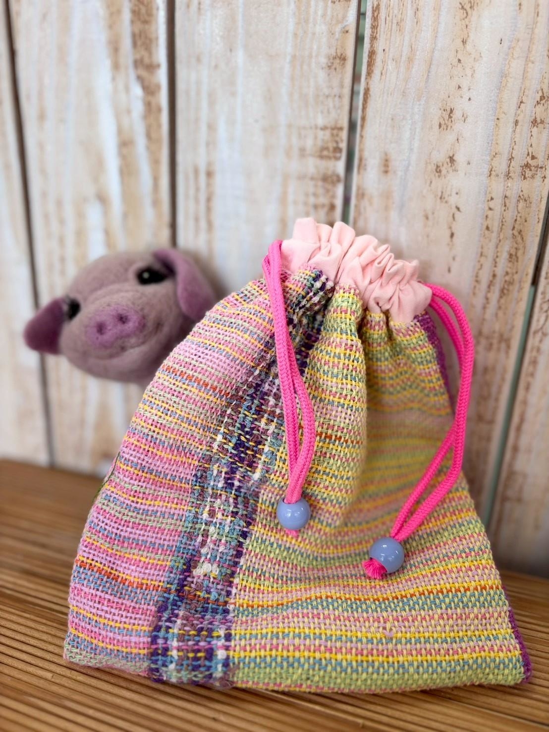 さをり織り巾着