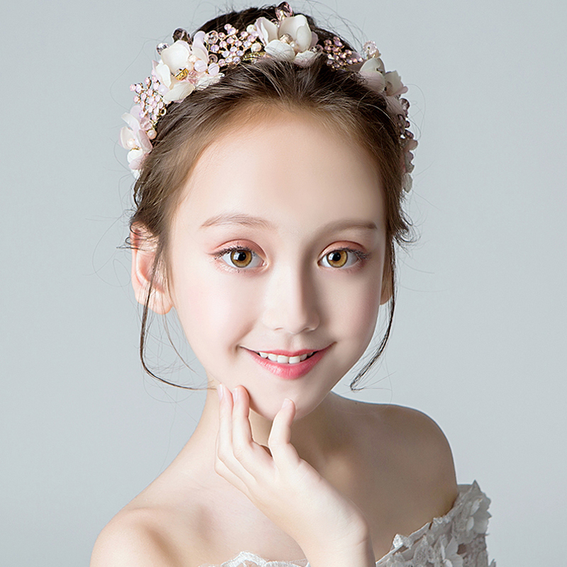 ヘッドドレス 髪飾り ウェディング フラワーティアラ 子供 花かんむり 花飾り ハンド花輪 女の子 フォーマル ヘッドアクセサリー ヘアーアクセサリー 披露宴 結婚式 子ども 発表会 髪飾り ヘッドアクセサリー ピンク Dresszone