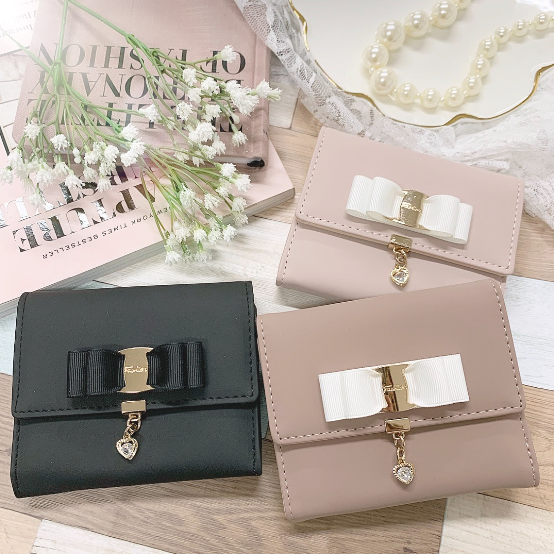 即納 全3色 バックルリボンジッパーミニウォレット Dear Merry 即納 全3色 バックルリボンジッパーミニウォレット Dear Merry