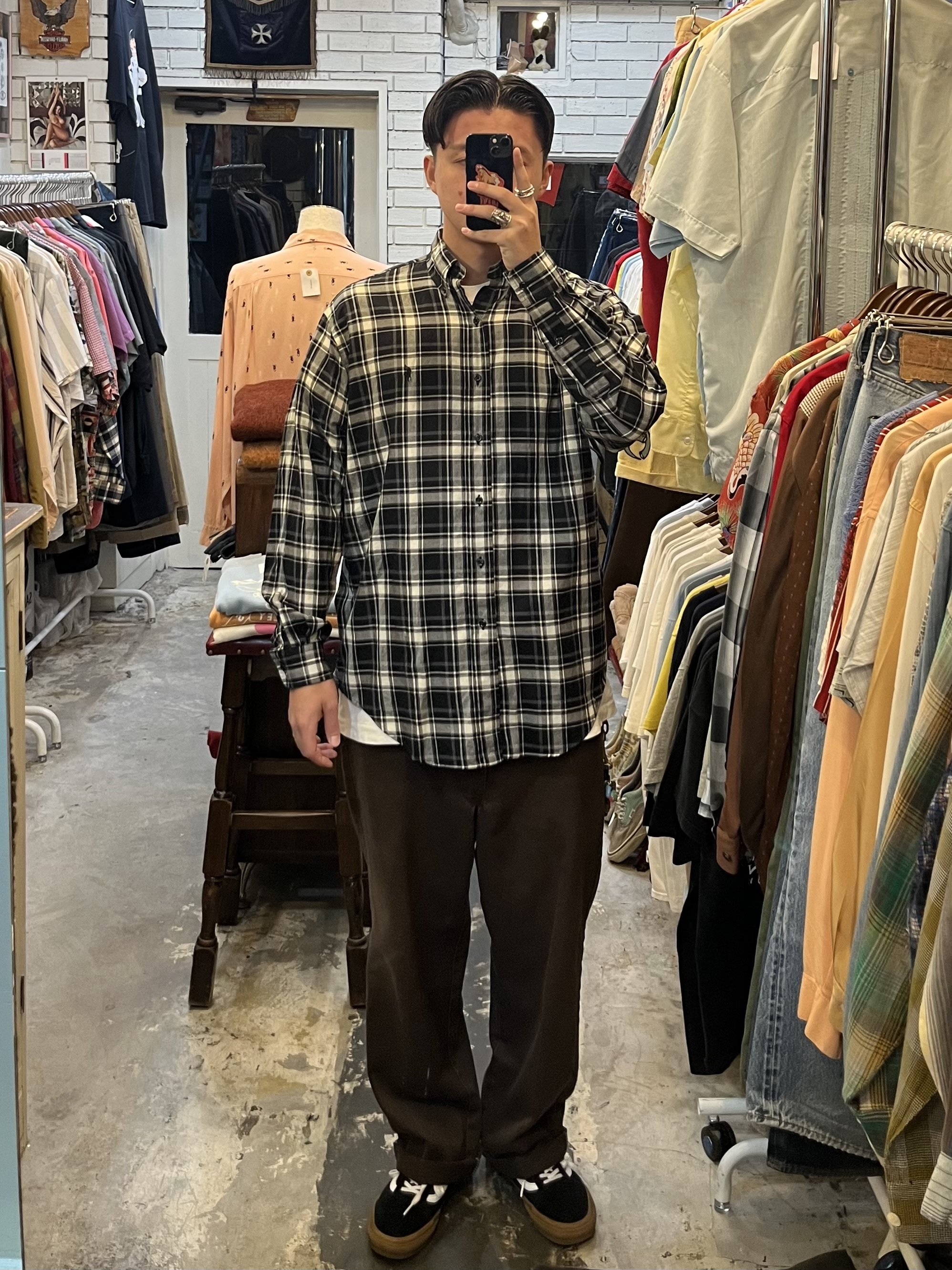 90’s Ralph Lauren Blake 長袖シャツ Sサイズ ブラック×ホワイト の画像 4