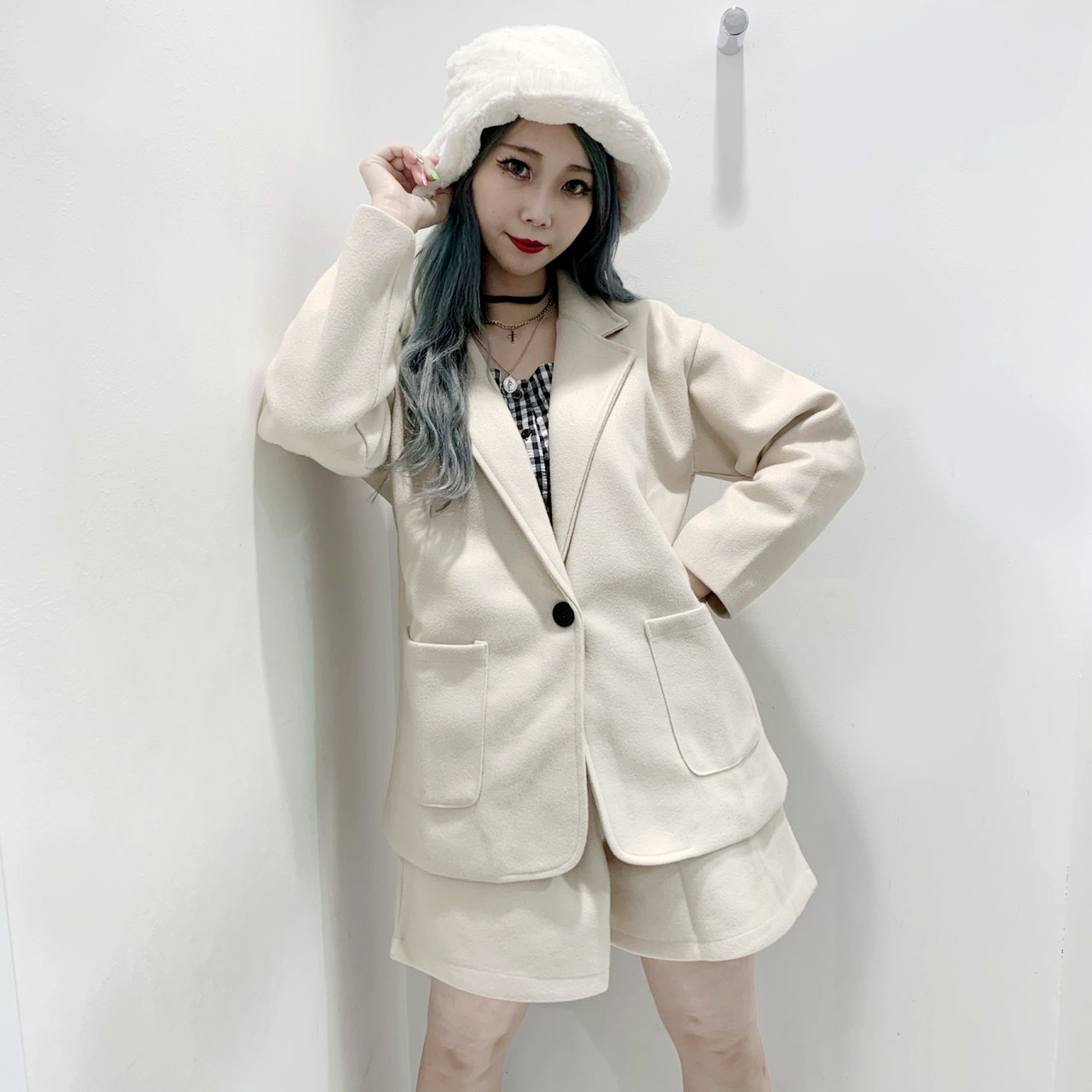 送料無料 2点セット ウールタッチ ジャケット ショーパン セットアップ Volcan Aphrodite