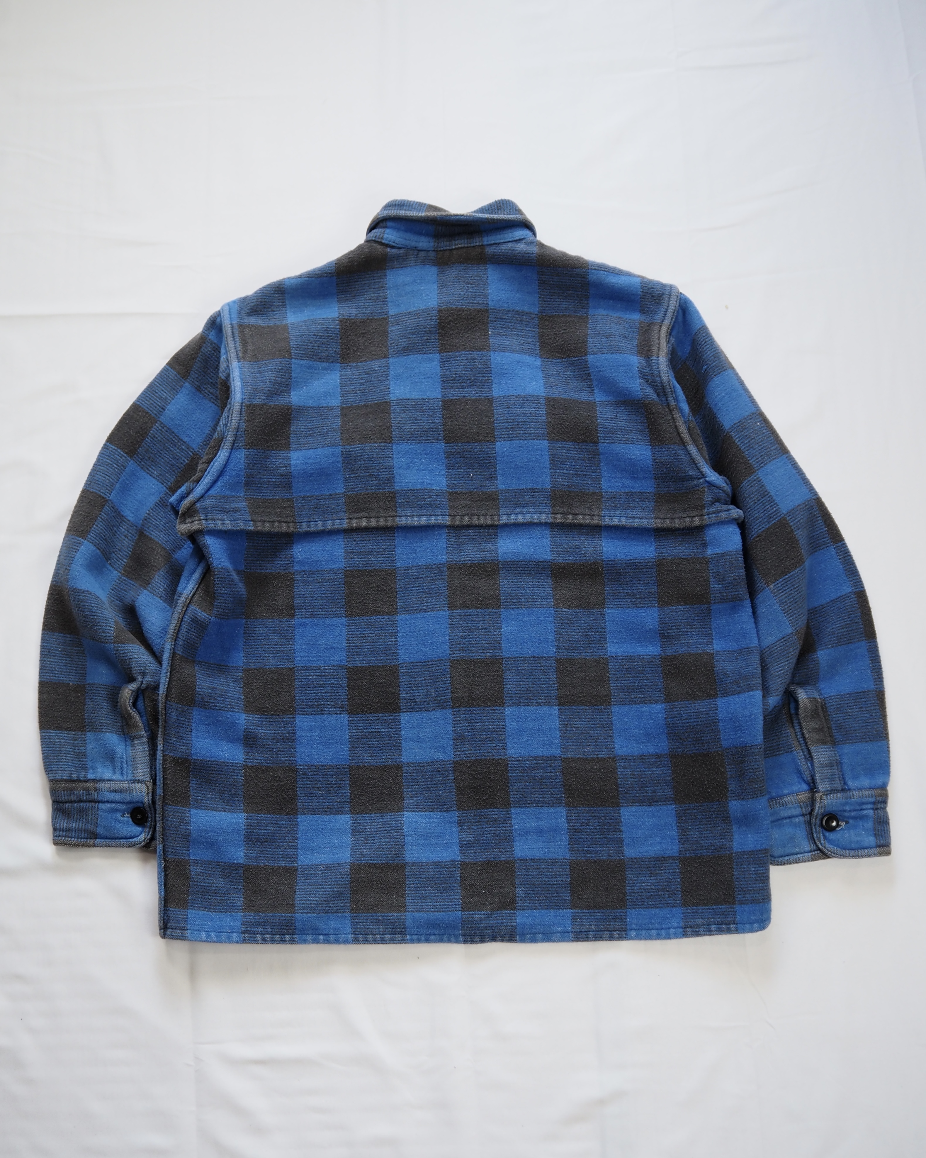 【5/6(水) 20:00入荷】60’s ヘヴィネル ブルー×ブラック ブロックチェック ボックスシルエット の画像 9