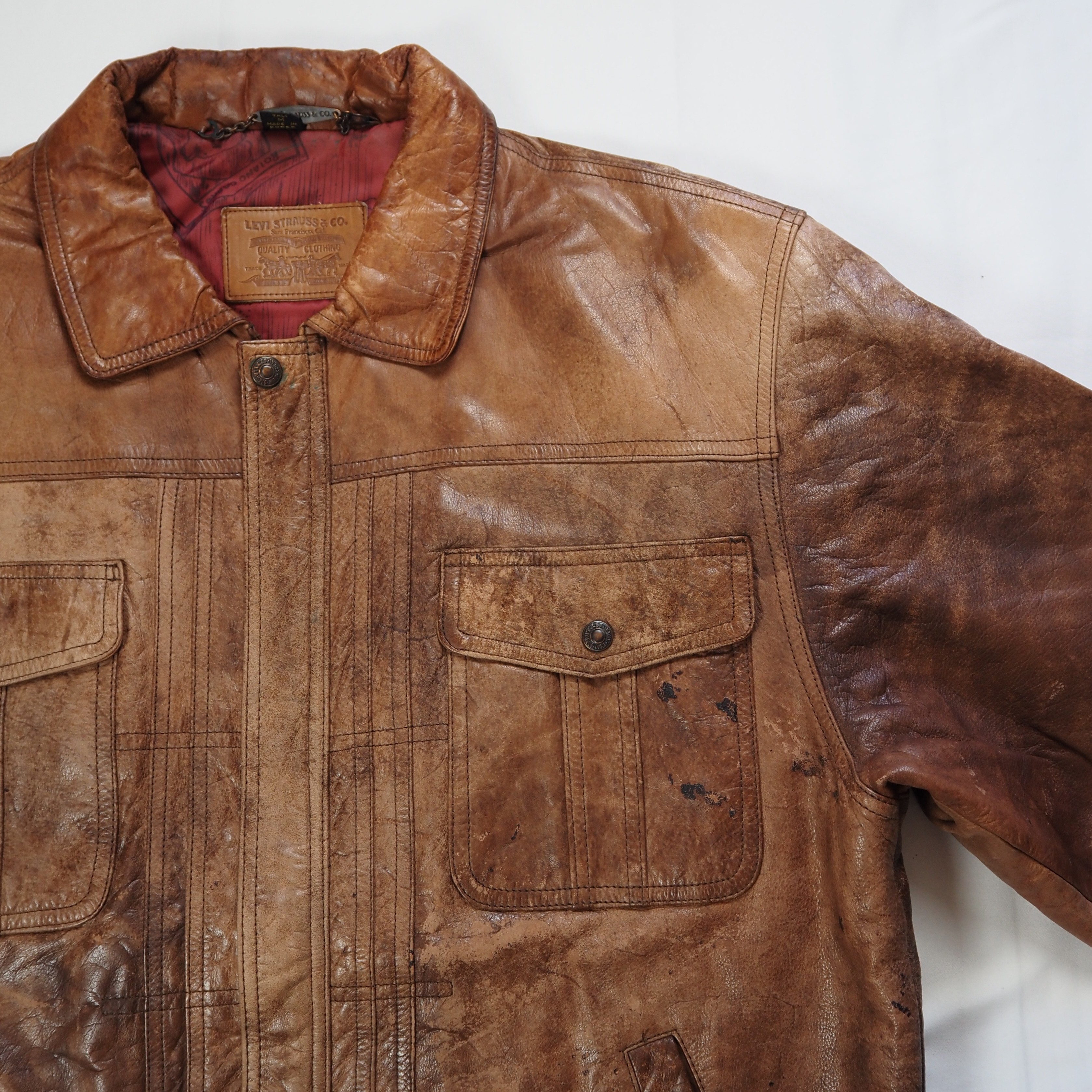 【9/23 20:00入荷】90's Levi's レザージャケット Mサイズ の画像 4