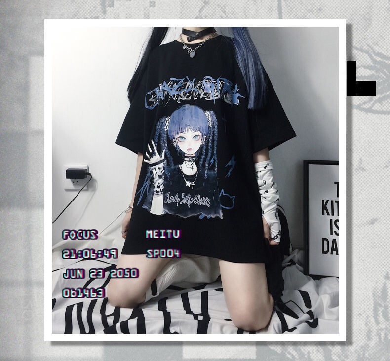 トップス 韓国系半袖アニメ二次元プリントカジュアルtシャツ Momosale ド定番から最新のものまで網羅 ストリート系ファッション専門店