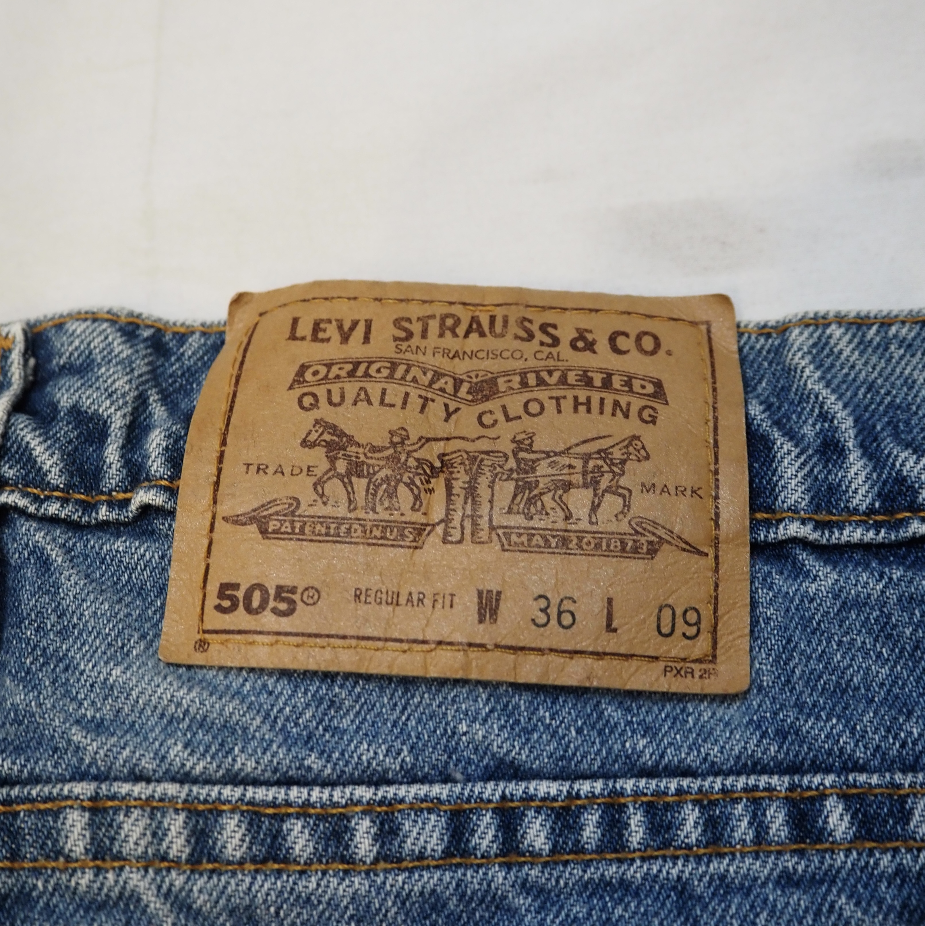 90S Levi’s 505 Blue Denim Shorts Size 36 の画像 11