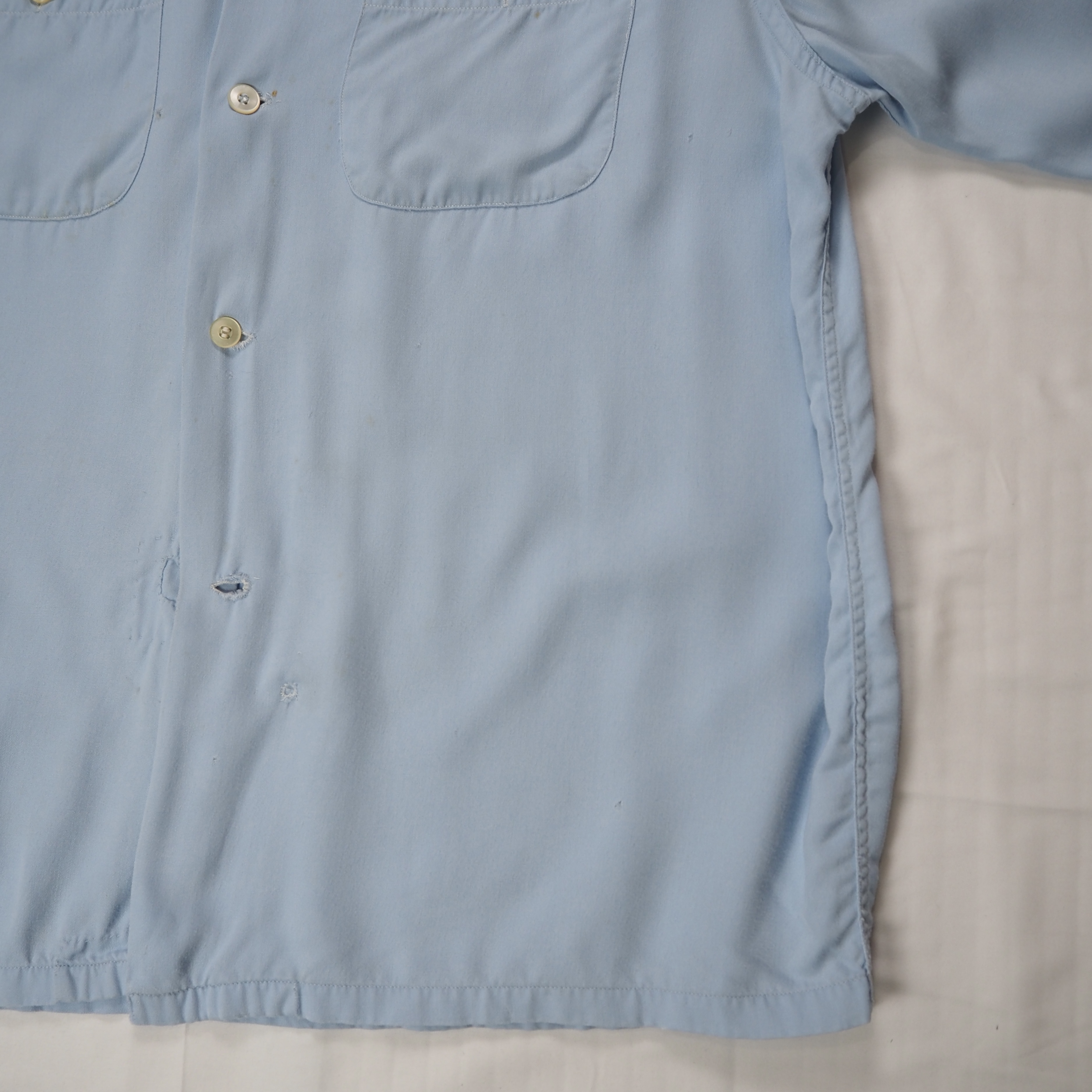 50’s-60’s Van Heusen レーヨンシャツ Lサイズ ライトブルー の画像 13