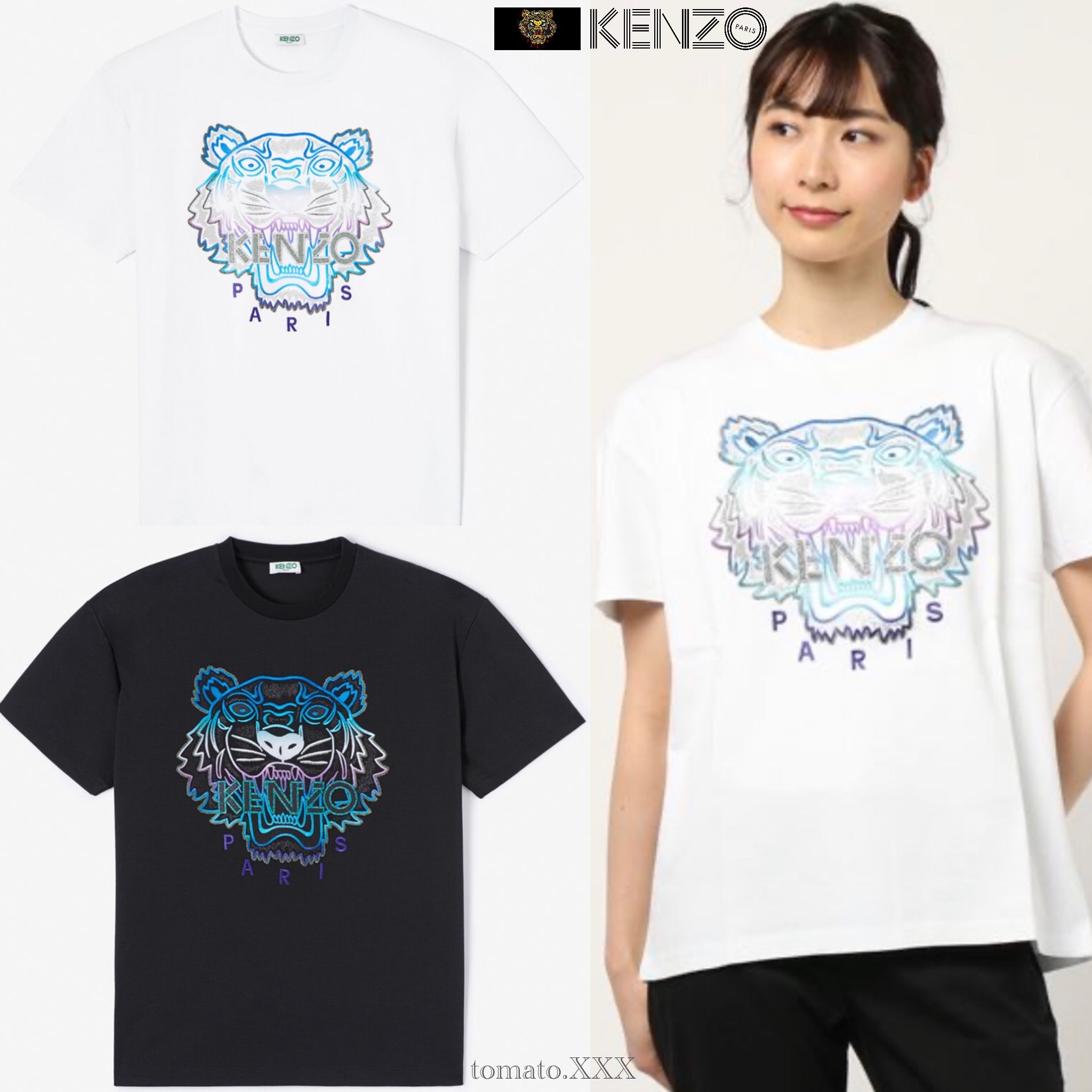 Kenzo ケンゾー グリッター タイガー Tシャツ レディース Tomato Xxx Kenzo ケンゾー グリッター タイガー Tシャツ レディース Tomato Xxx