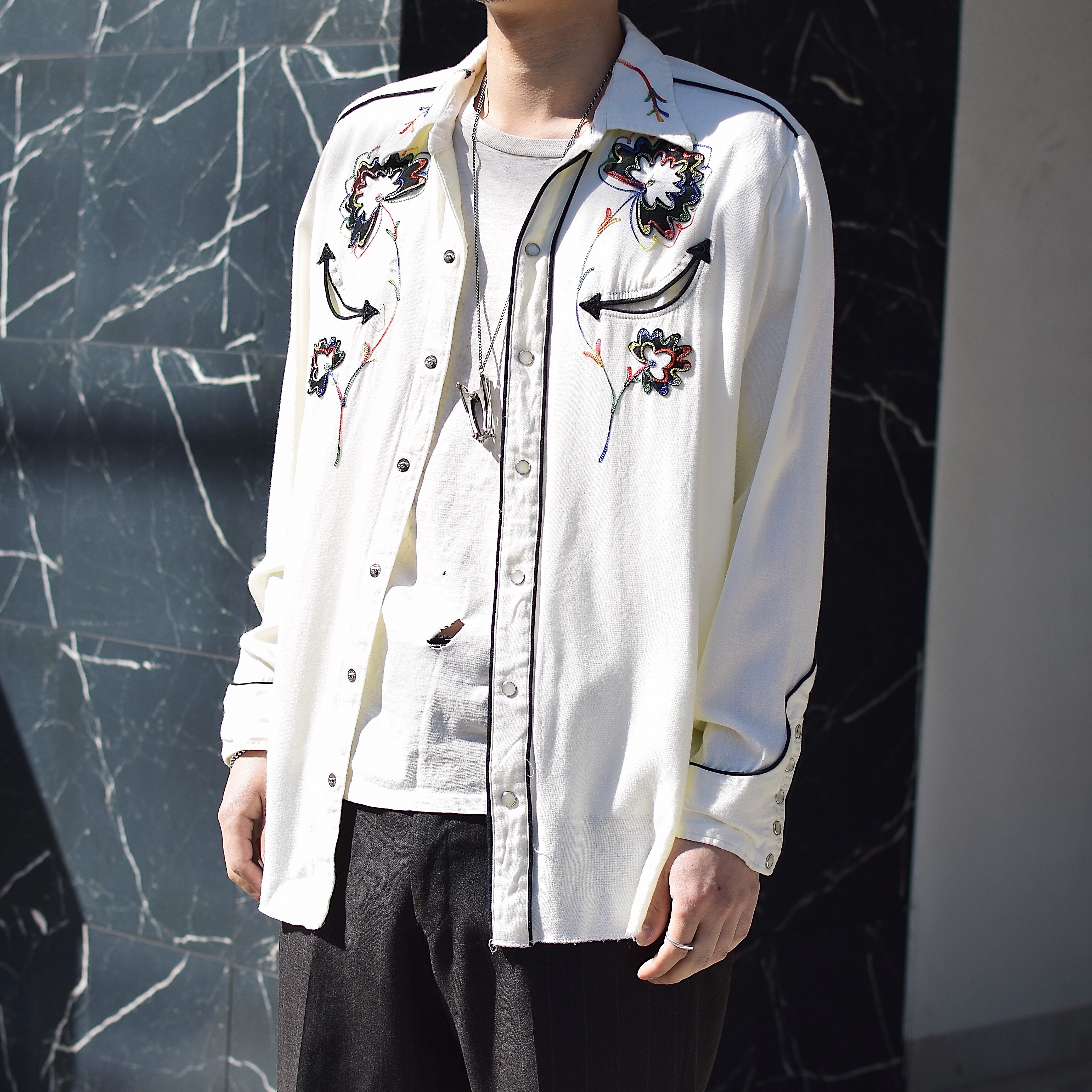 Vintage 50's【H BAR C】Rayon Western Shirt の画像 3