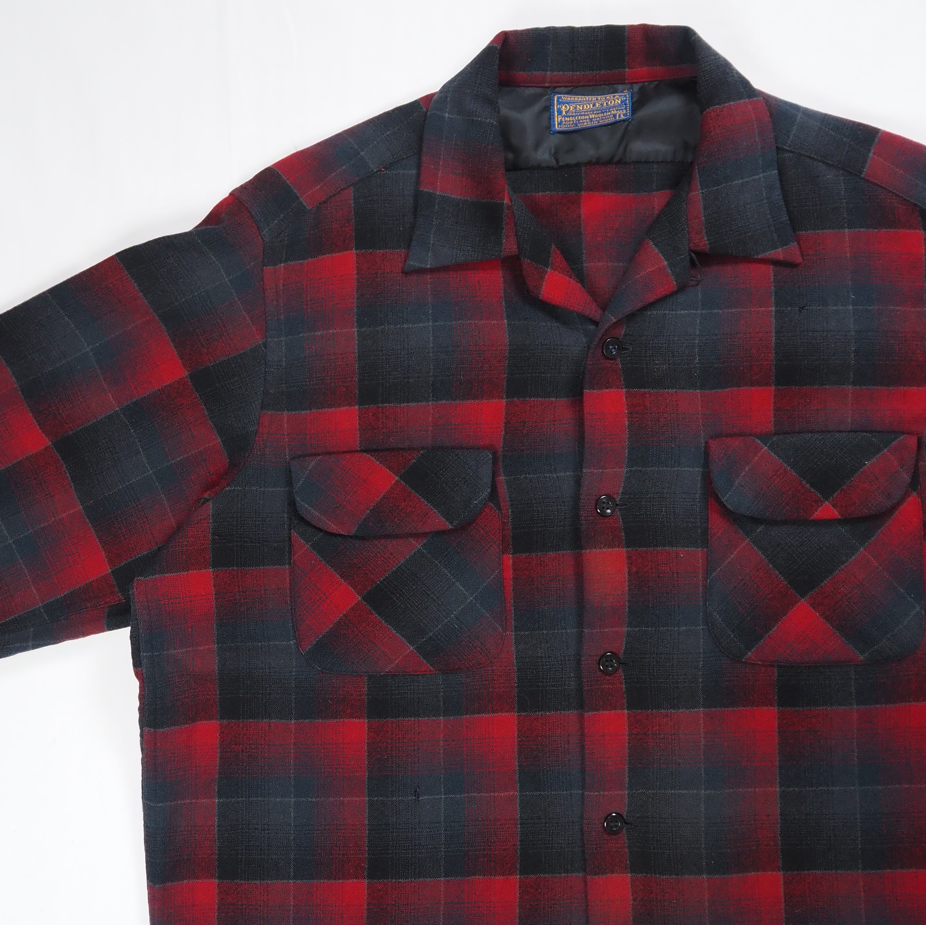 【9/23 20:00入荷】50's Pendleton ウールシャツ Lサイズ ブラック×レッド の画像 3