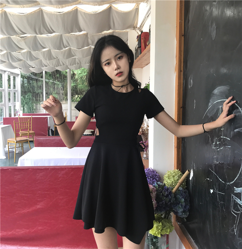 トップス レディース チュニック ワンピース 半袖 黒 春 夏 秋 通勤服 女子会 通学服 デート 10代 代 30代 40代 50代 原宿系 Ol 大学生 高校生 韓国の可愛いレディースアパレルのセレクトショップ Kilalion キラリオン