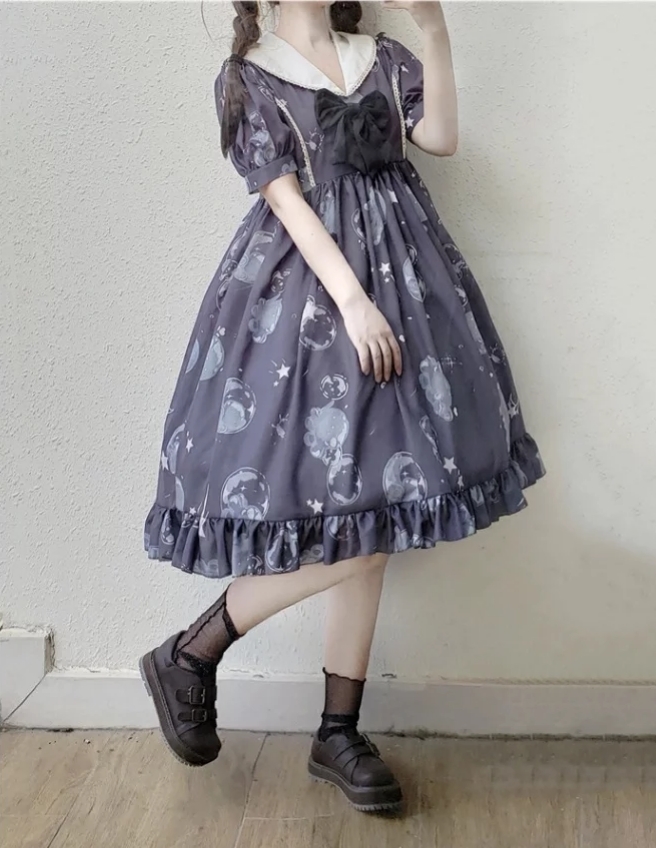 原宿系 ロリータ ゴスロリ クラゲ柄 セーラー風 膝丈 ワンピース コスプレ オフ会 イベント ろりーた ワンピース 個性的 ワンピース Joliefille 原宿系 ロリータ ゴスロリ クラゲ柄 セーラー風 膝丈 ワンピース コスプレ オフ会 イベント ろりーた ワンピース 個性的 ワンピース Joliefille