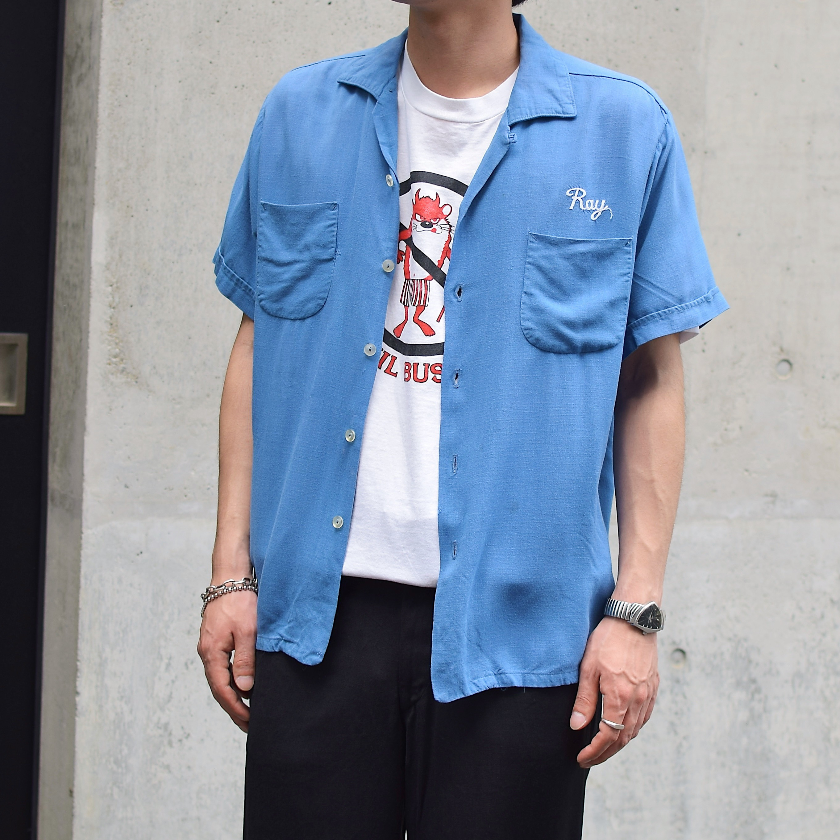 Vintage 60's【ANGELTOWN】"RAY HAS THE BEST BALLS!" Rayon Bowling Shirt の画像 3