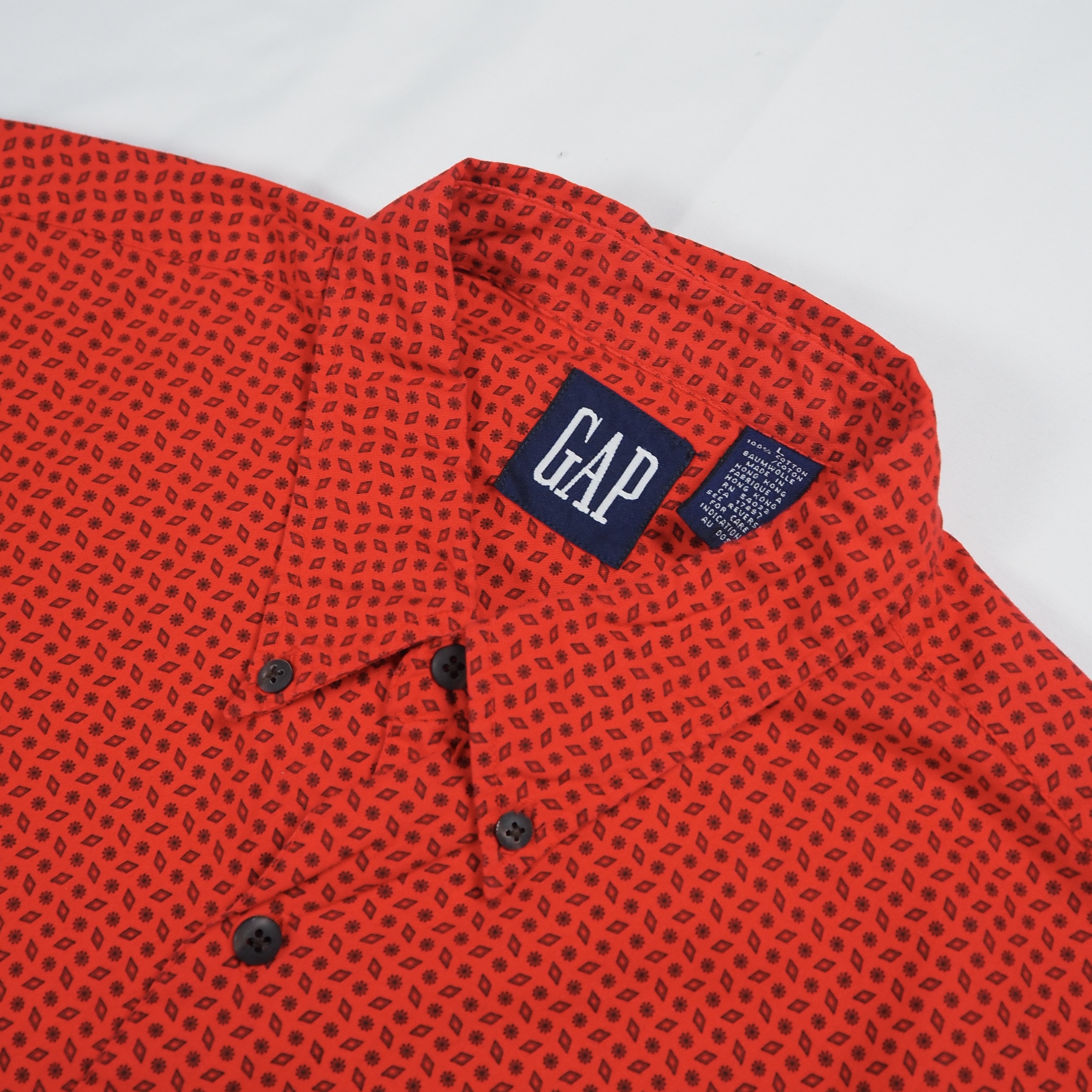 90’s OLD GAP コットンシャツ Lサイズ レッド の画像 6