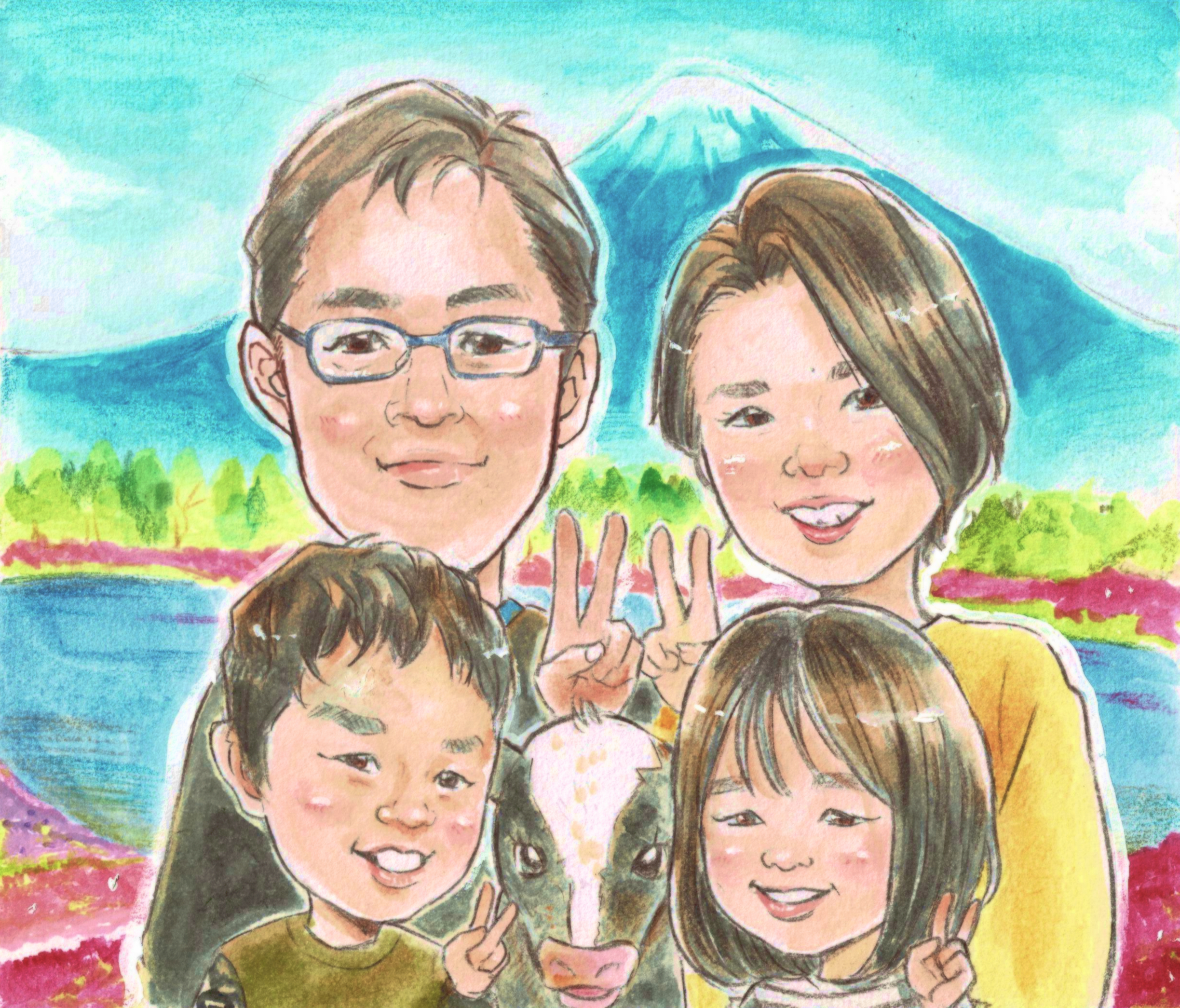 似顔絵色紙 大色紙サイズ 簡易額装 242 273mm 似顔絵工房ritratto りとらっと Kei