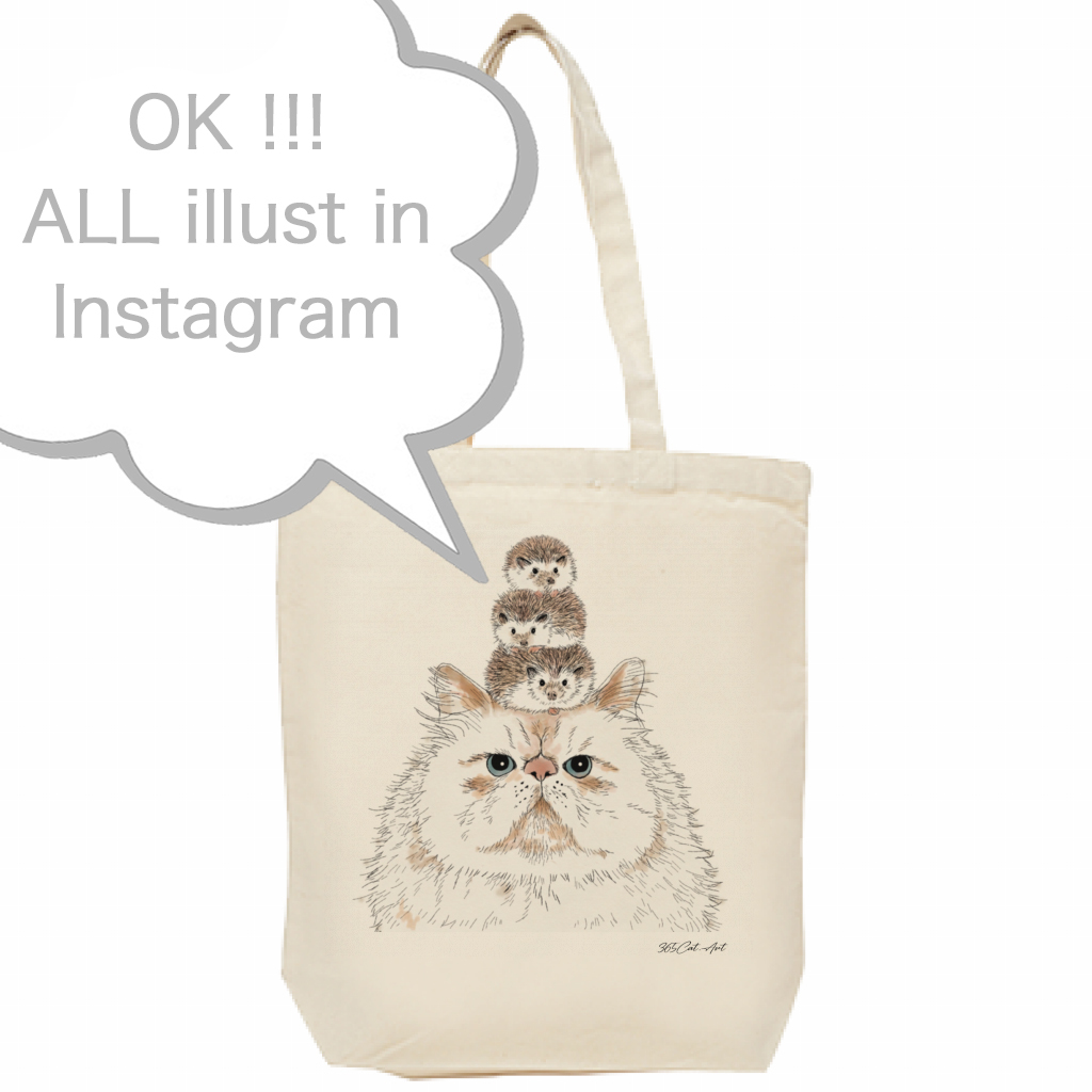 Instagramの猫イラストで作るオリジナルエコバッグ 猫雑貨 猫雑貨 グッズ通販 猫や動物イラスト 似顔絵作成 365cat Art