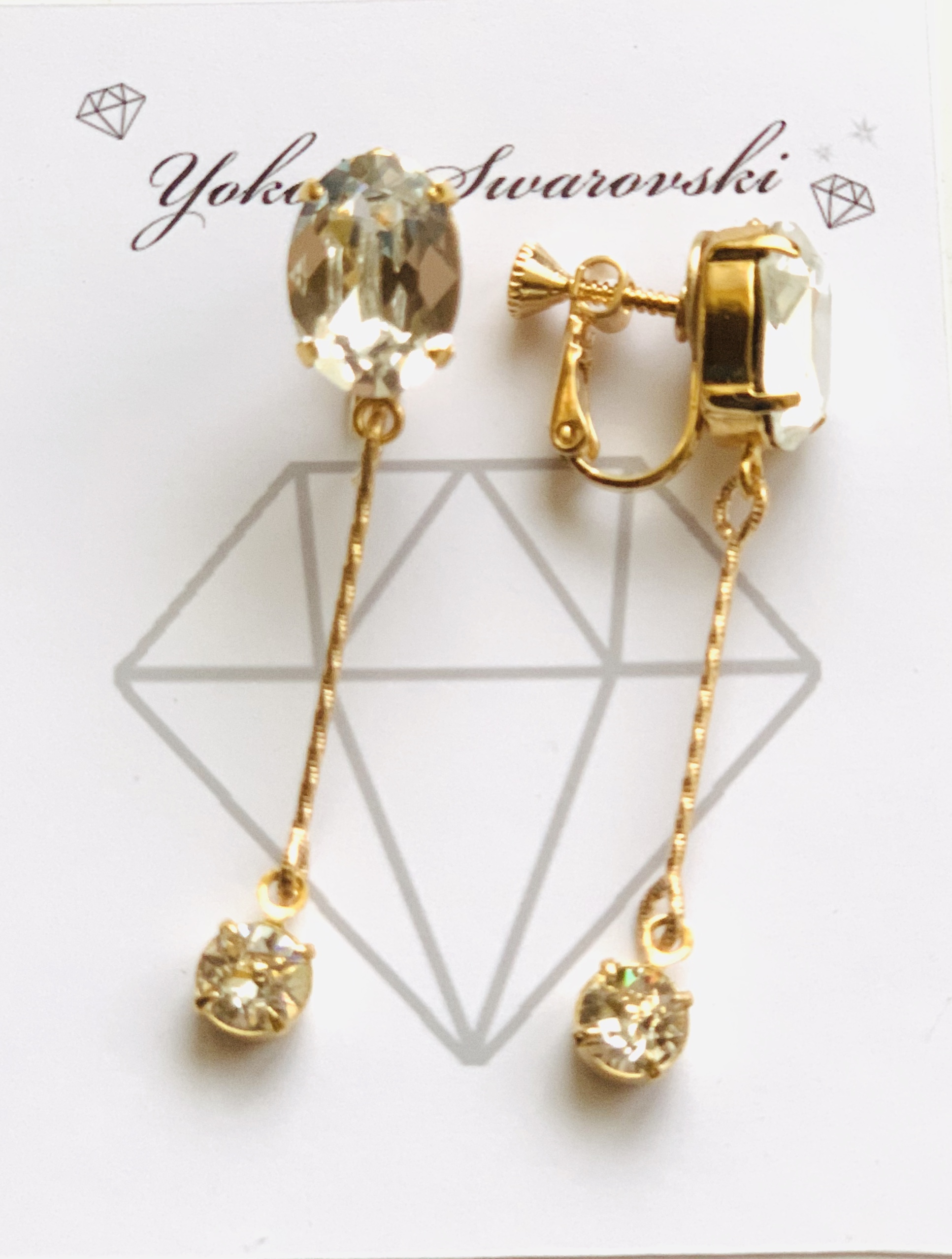 ニッケルフリー(NF)クリスタルイヤリング Yoko’s Swarovski