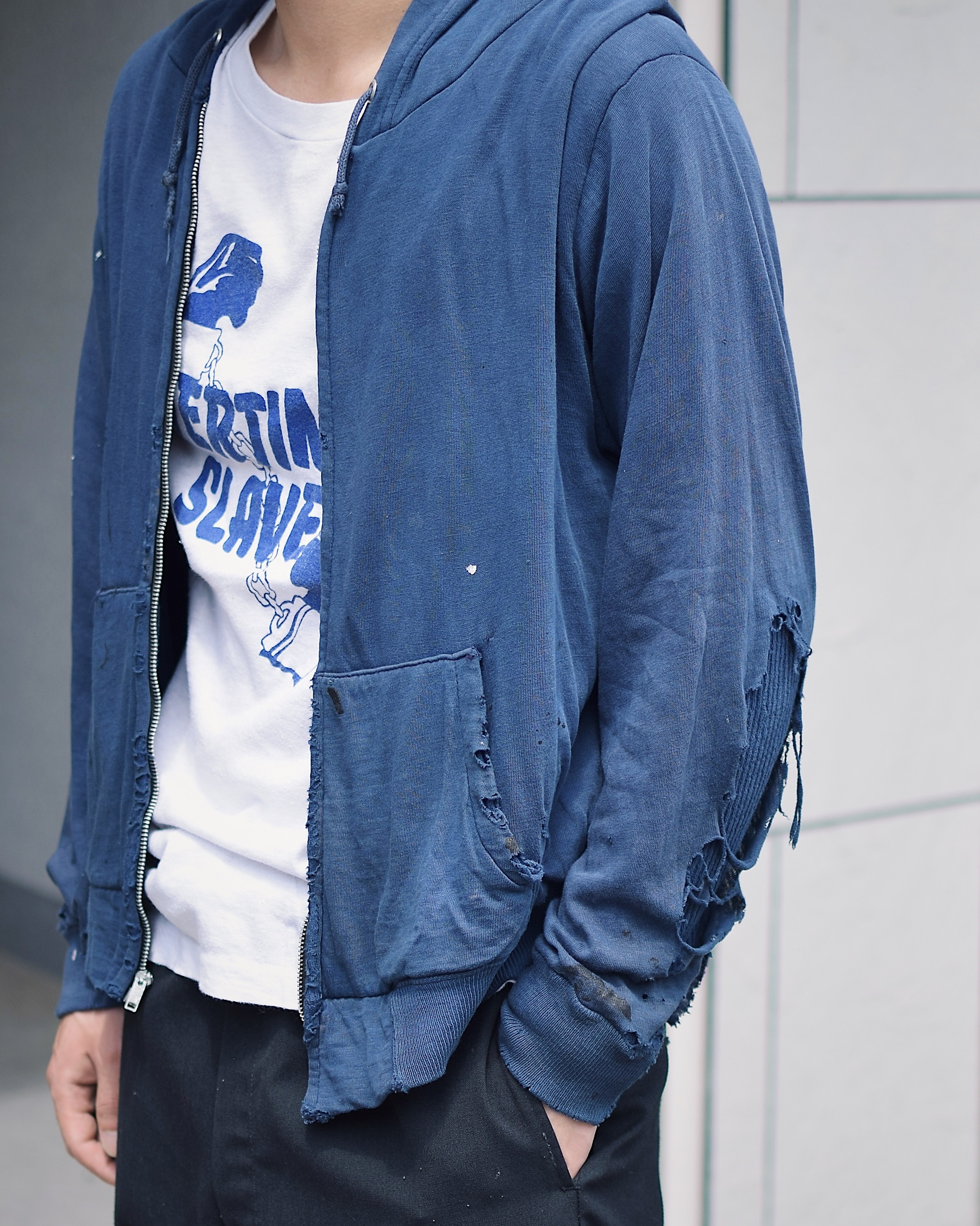 Vintage 60's Grunge Zip-up Thermal Hoodie の画像 4