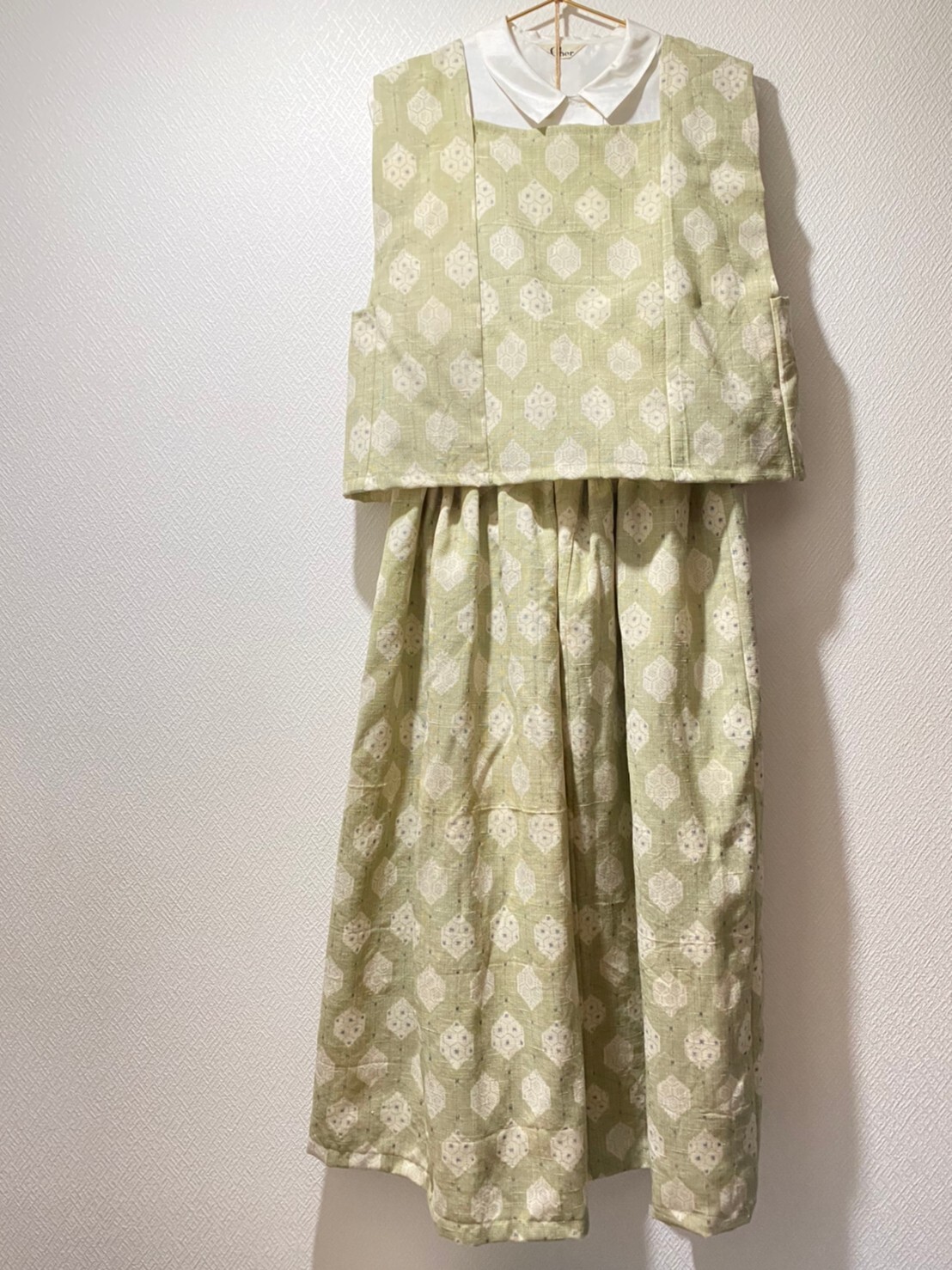 Kimono ベスト ロングスカート セットアップ ピスタチオカラー グリーン 着物リメイク Acote