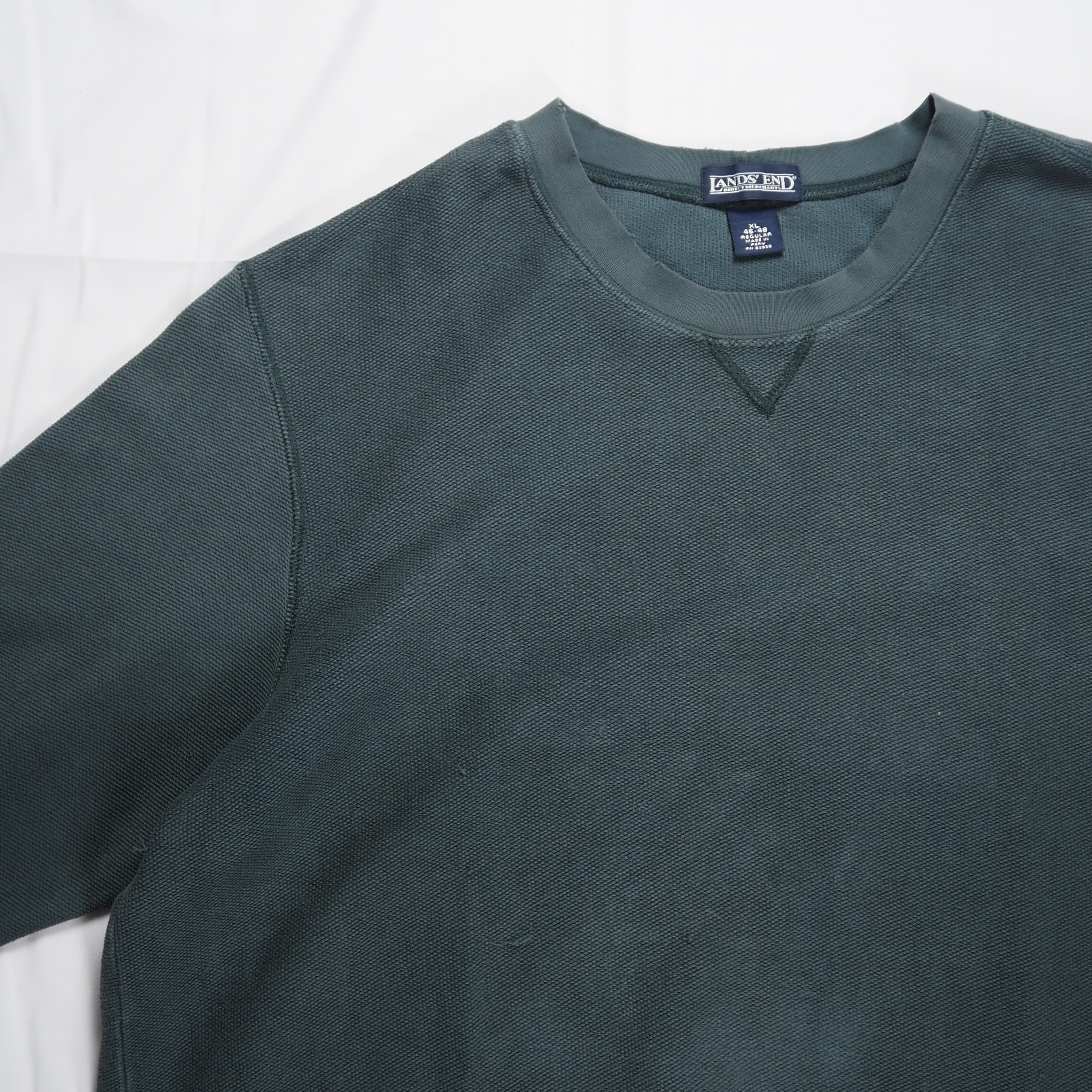 90’s Land’s End 鹿子スウェット XL グリーン の画像 3