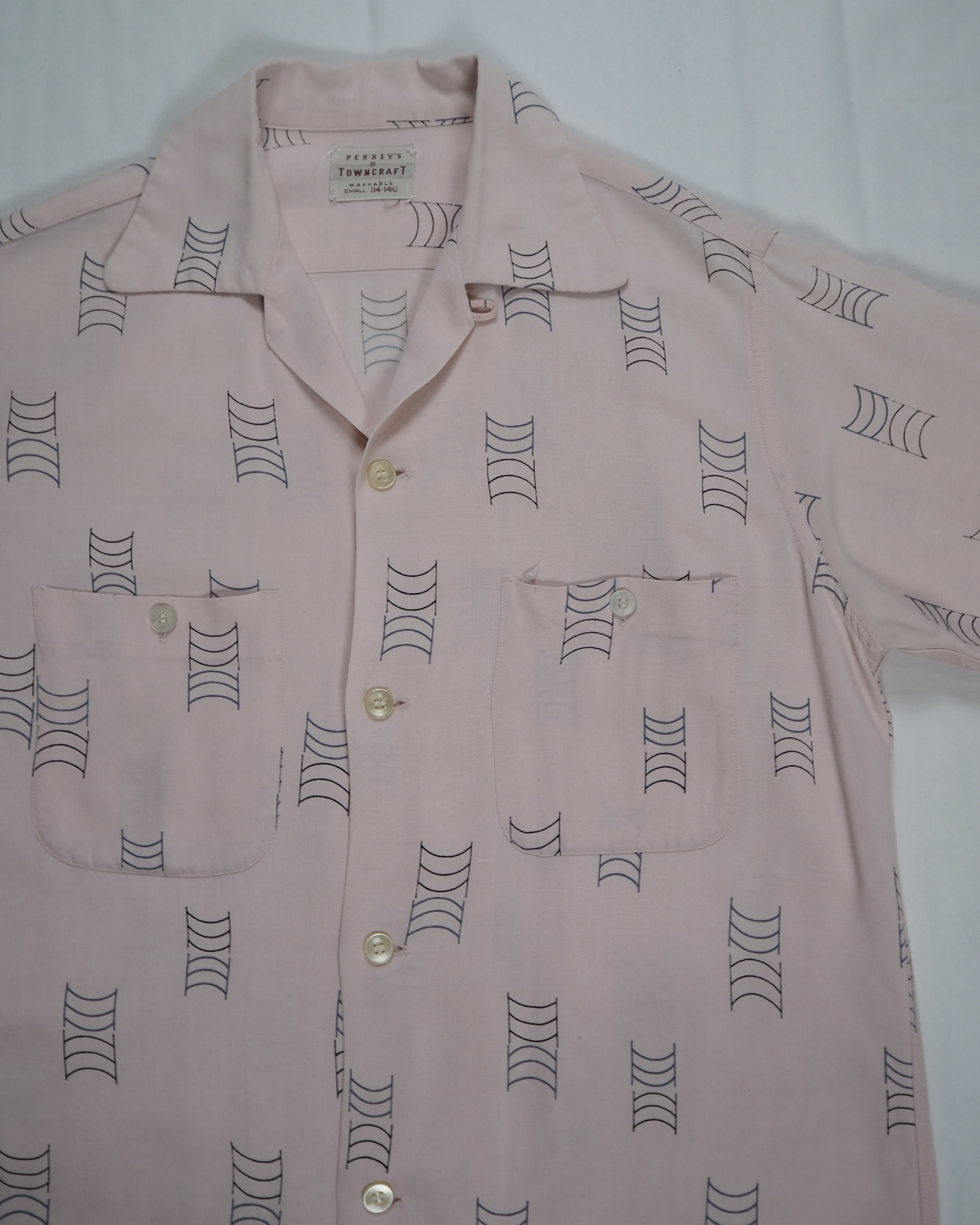 50’s Towncraft レーヨンシャツ ピンク Sサイズ の画像 10