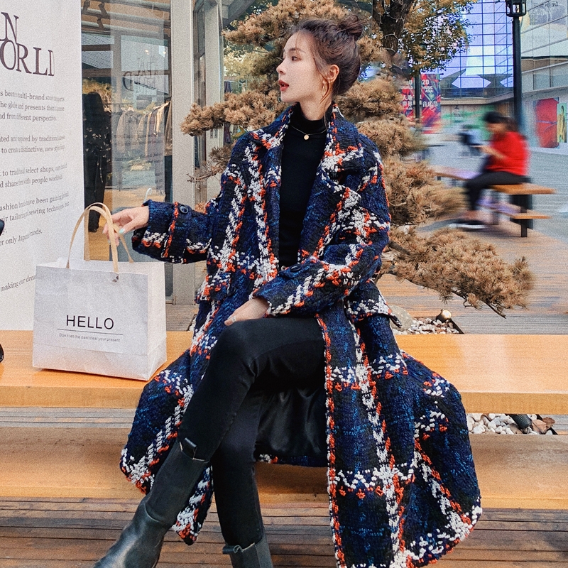 Qoo10] チェック柄チェスターコート ツイードコー